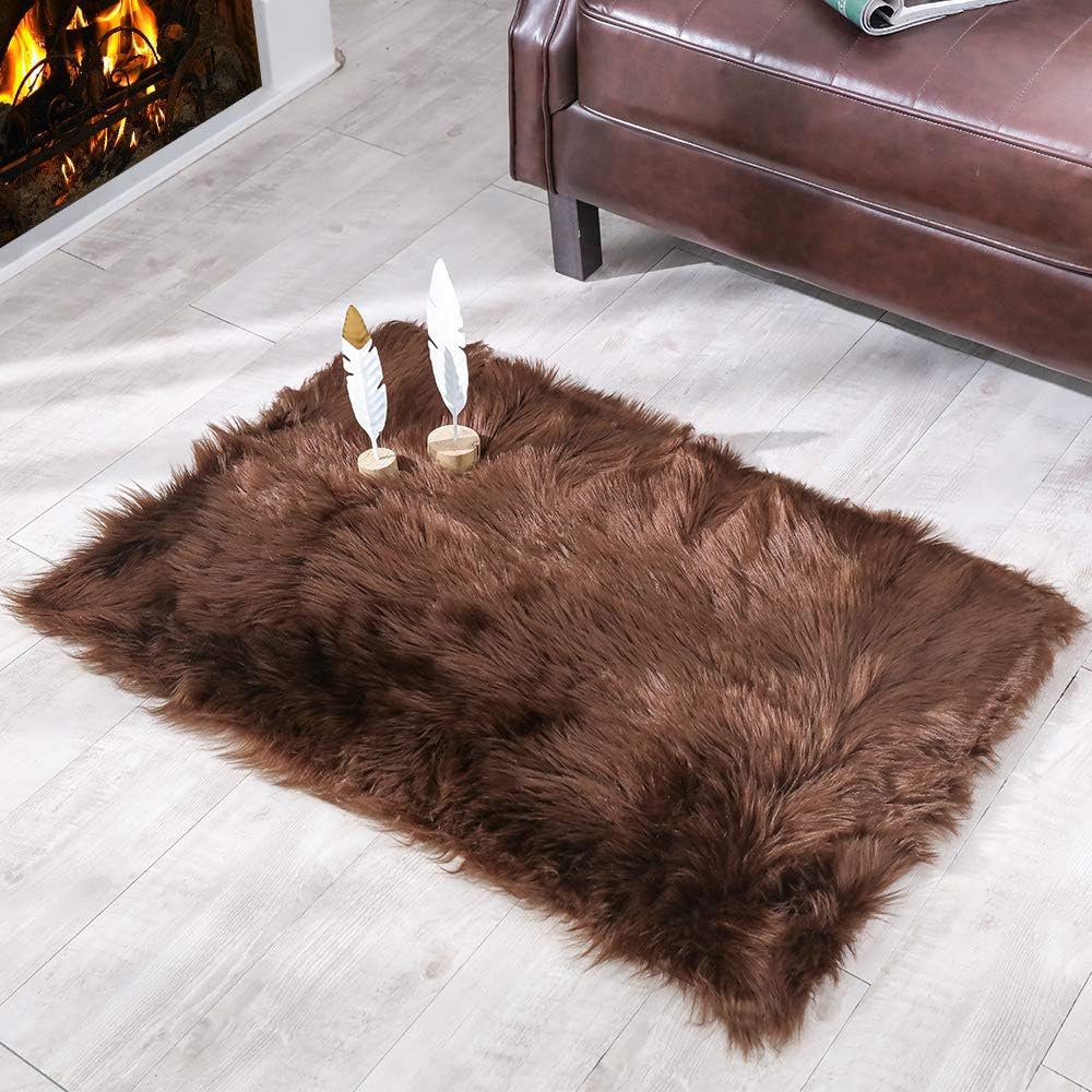 Tapete suave de cuero sintético de oveja, lanudo y lujoso, grande (para decorar