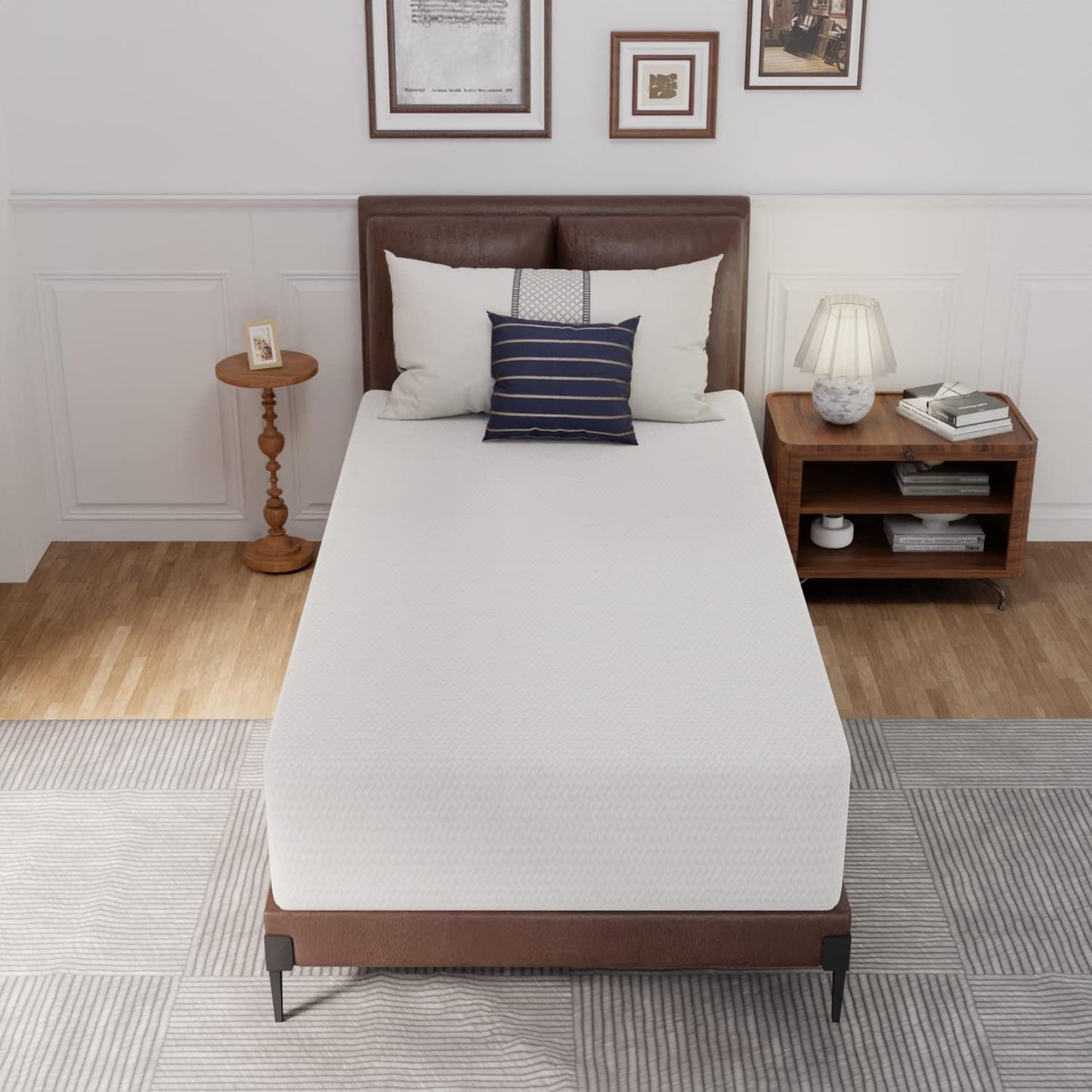Bed-in-a-Box Colchón de espuma viscoelástica de té verde de 12 pulgadas,