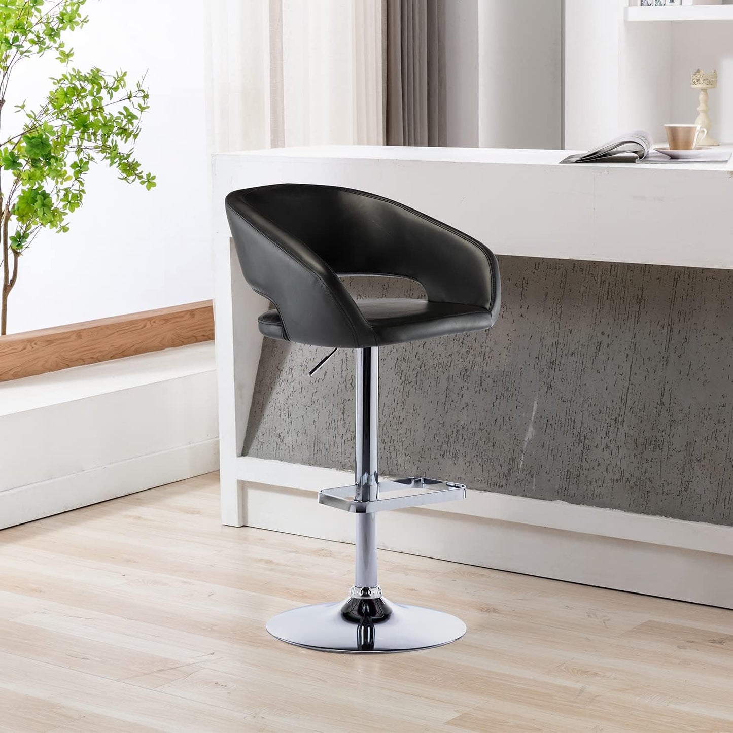 Taburete de bar ajustable con respaldo y brazos huecos, moderno taburete