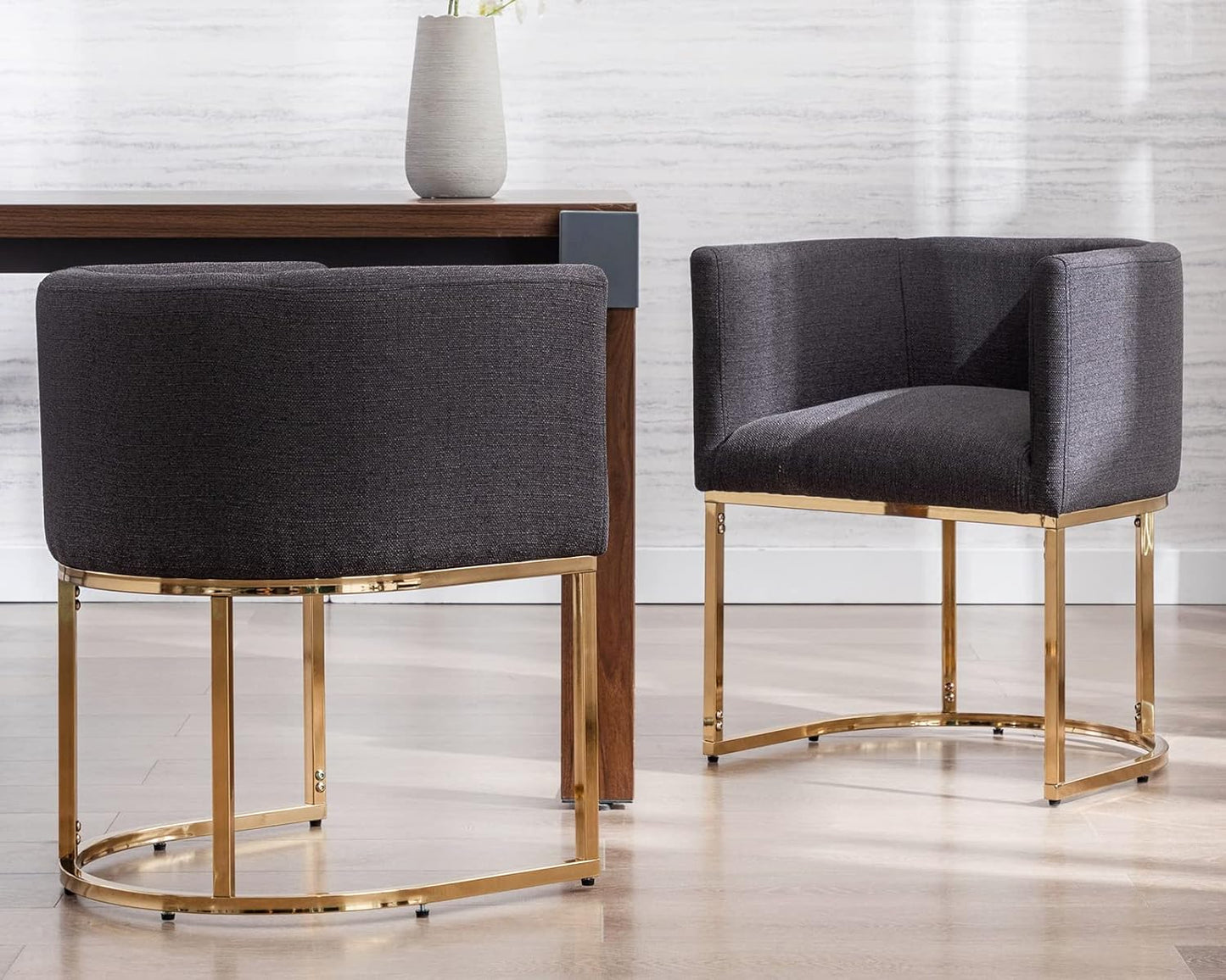 Sillas de comedor tapizadas modernas de mediados de siglo con brazos, sillas de