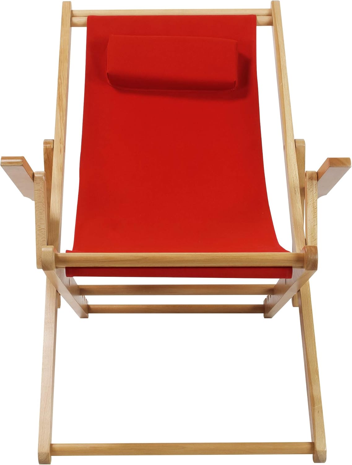 Silla ajustable con marco natural, lona roja