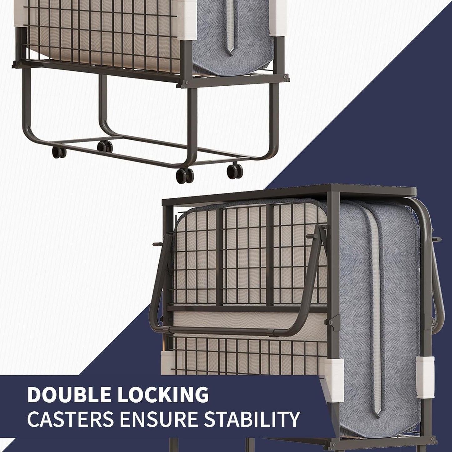 Cama plegable, cama plegable de 75 x 38 pulgadas con colchón de 5 pulgadas de