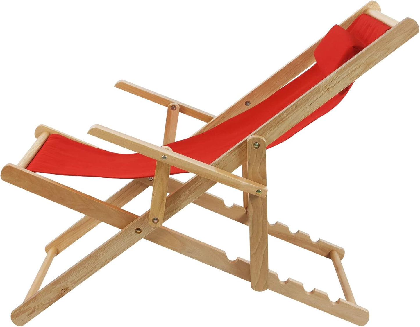 Silla ajustable con marco natural, lona roja