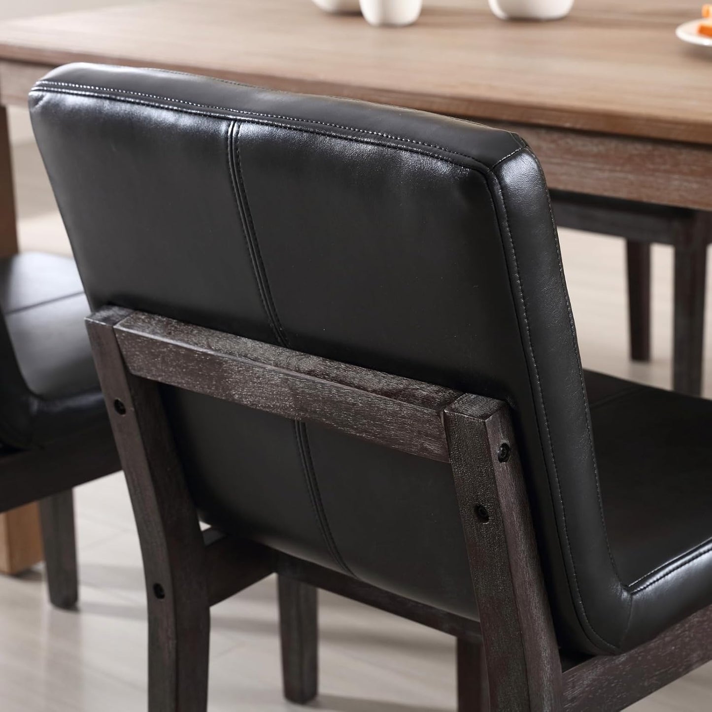 Sillas Parsons de comedor de madera con respaldo rectangular, estilo moderno de
