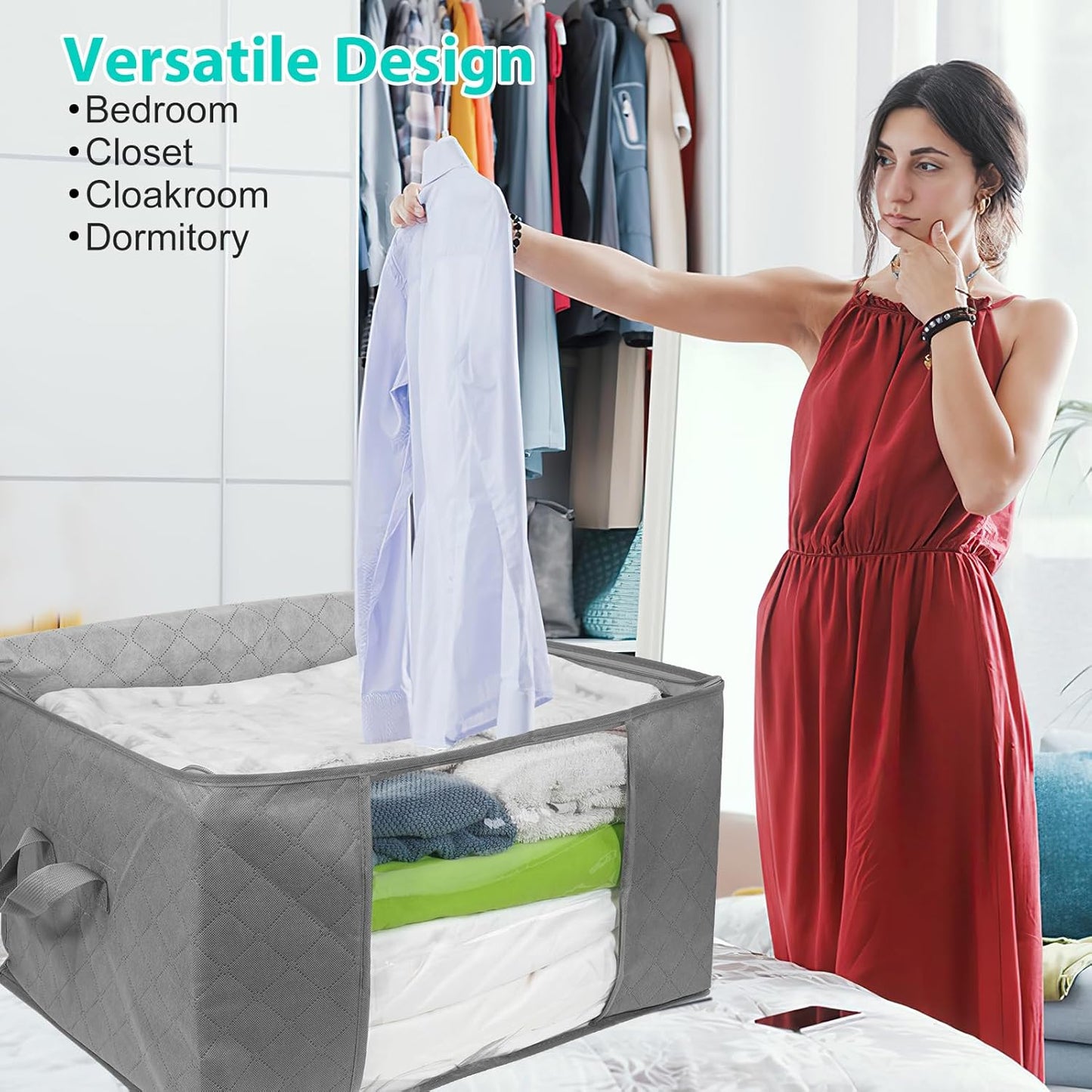 Bolsas de almacenamiento de ropa para mudanzas con tapa de 90 litros, caja