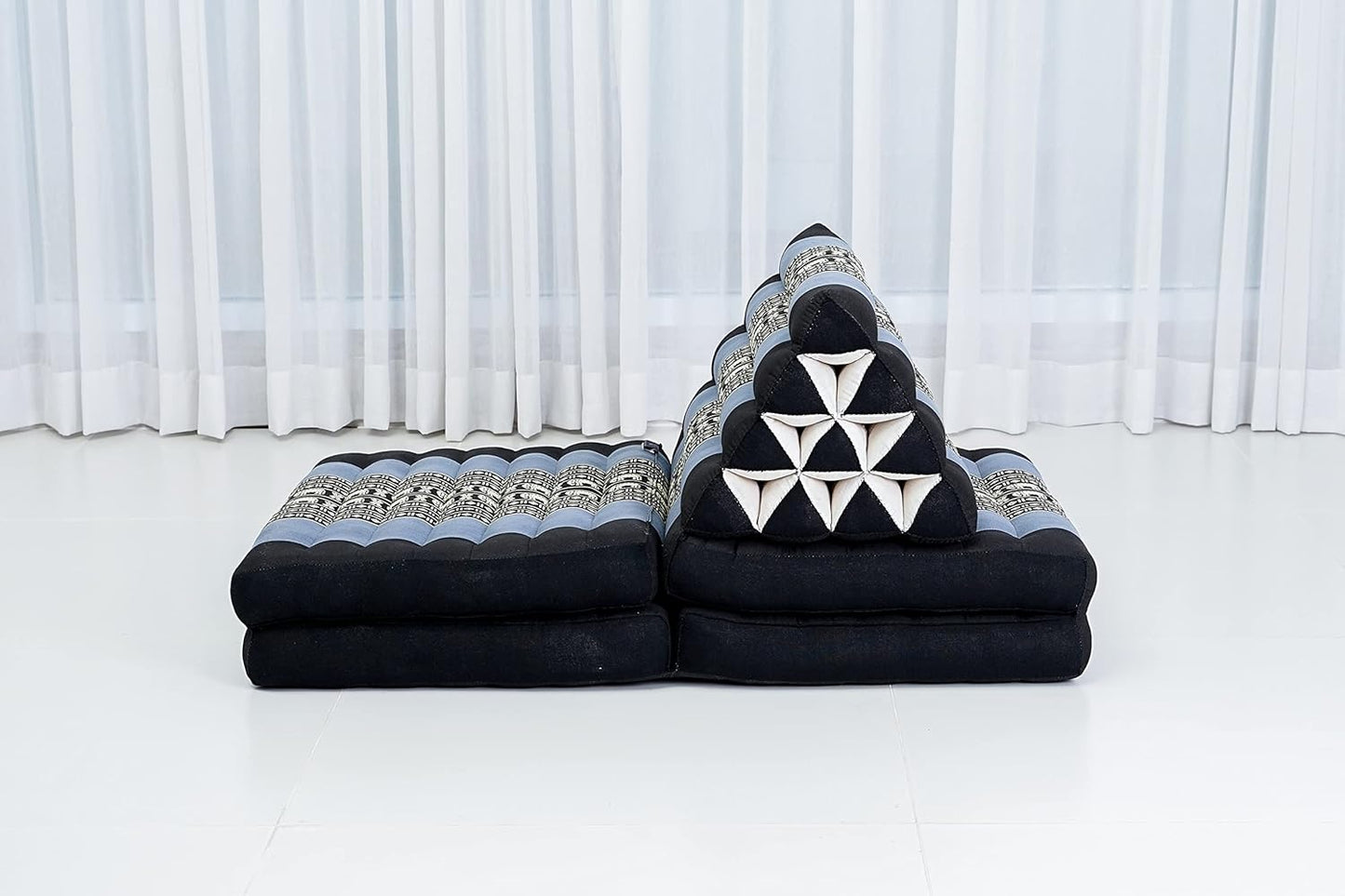 Tapete de 4 pliegues con cojín triangular, almohada firme para TV, colchón