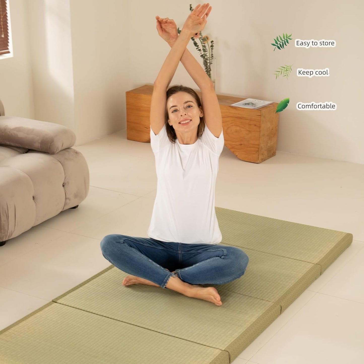 Tatami Mat Colchón grueso japonés para piso, cama individual de tatami de
