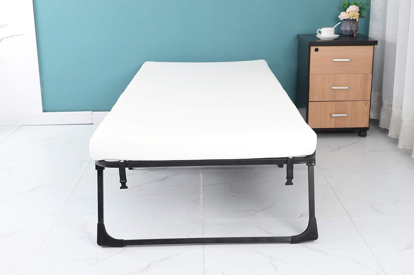 Cama plegable con colchón, cama de invitados portátil, cama de día, no requiere