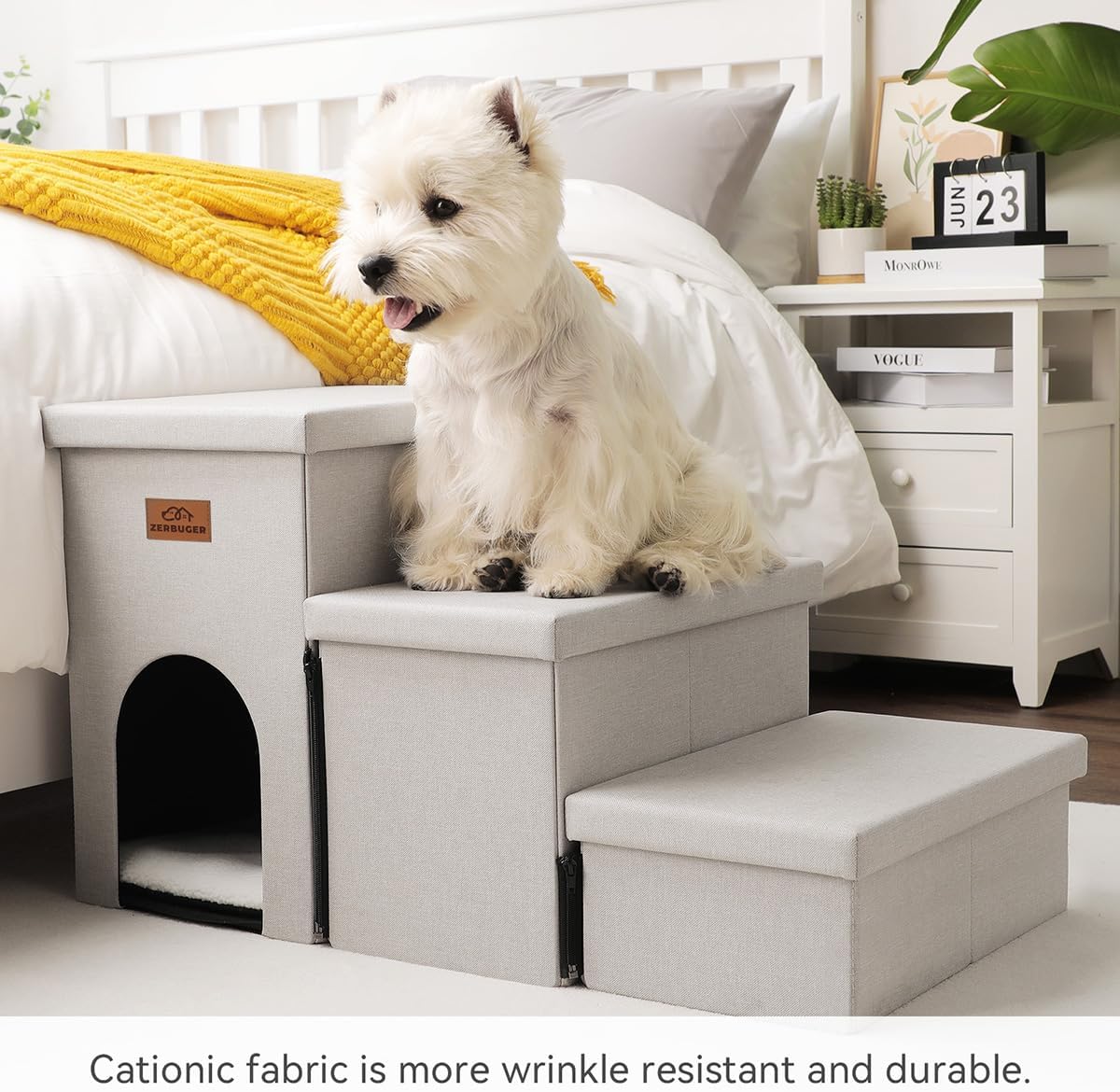 Dog Stairs, Dog Steps for High Beds 17.5"H, Folding Pet Stairs for Small Medium