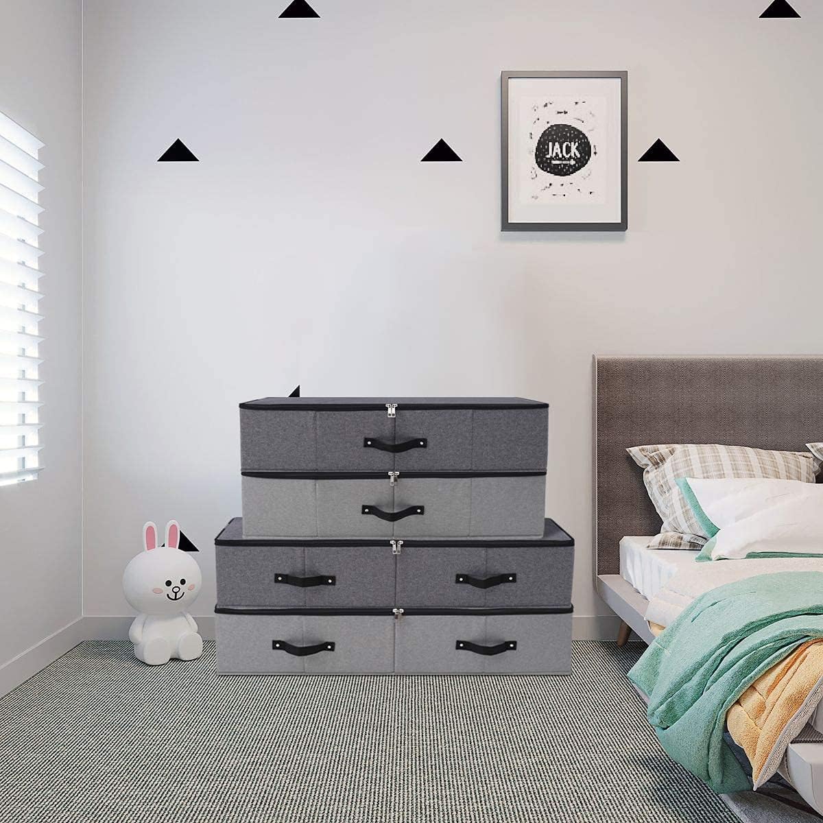 2 cajas de almacenamiento plegables debajo de la cama con forro de soporte de