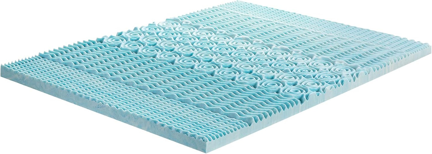 Cubrecolchón de espuma viscoelástica de gel refrescante de té verde de 2