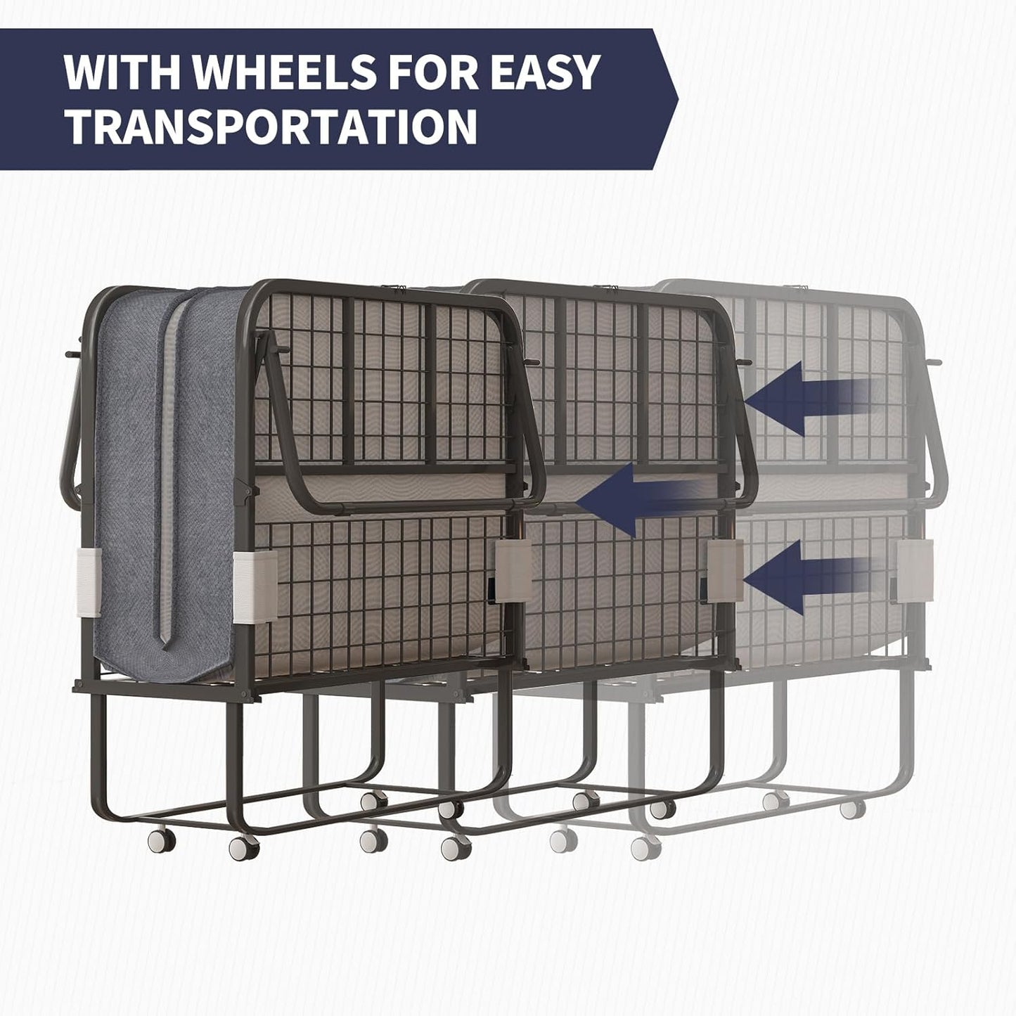 ZAFLY Cama plegable con colchón de esponja viscoelástica de 4 pulgadas, cama