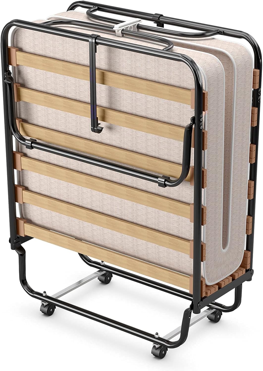 Cama plegable con colchón, cama plegable portátil con colchón de espuma