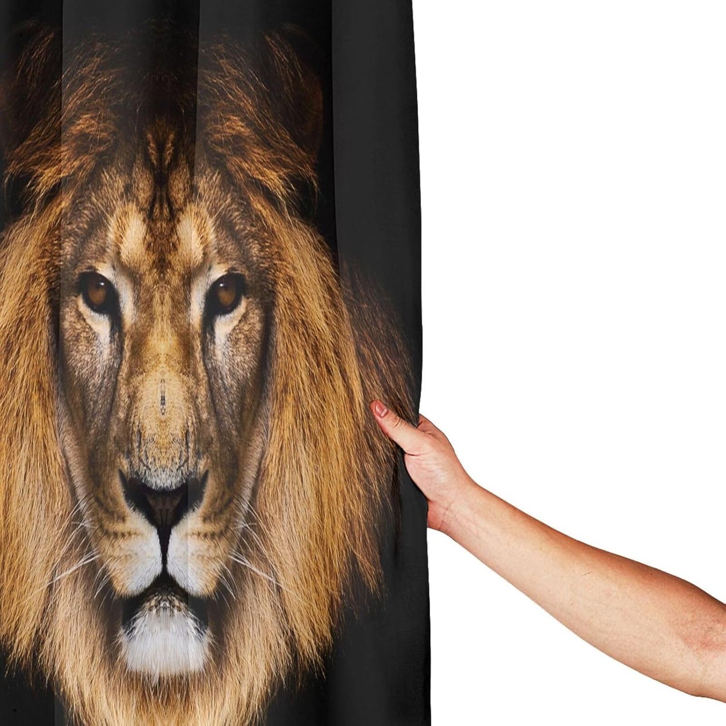 Cool Brown Lion Head Plastic Shower Curtain Liner 72x72in Extra Long Shower