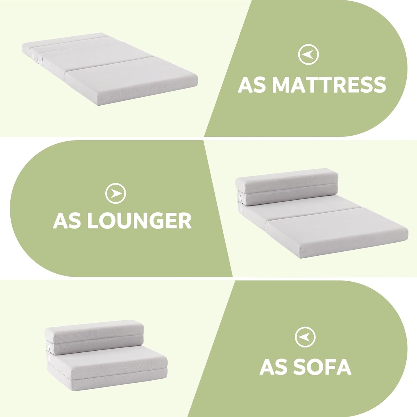 Colchón plegable de 4 pulgadas, sofá cama plegable para adultos, campamento,