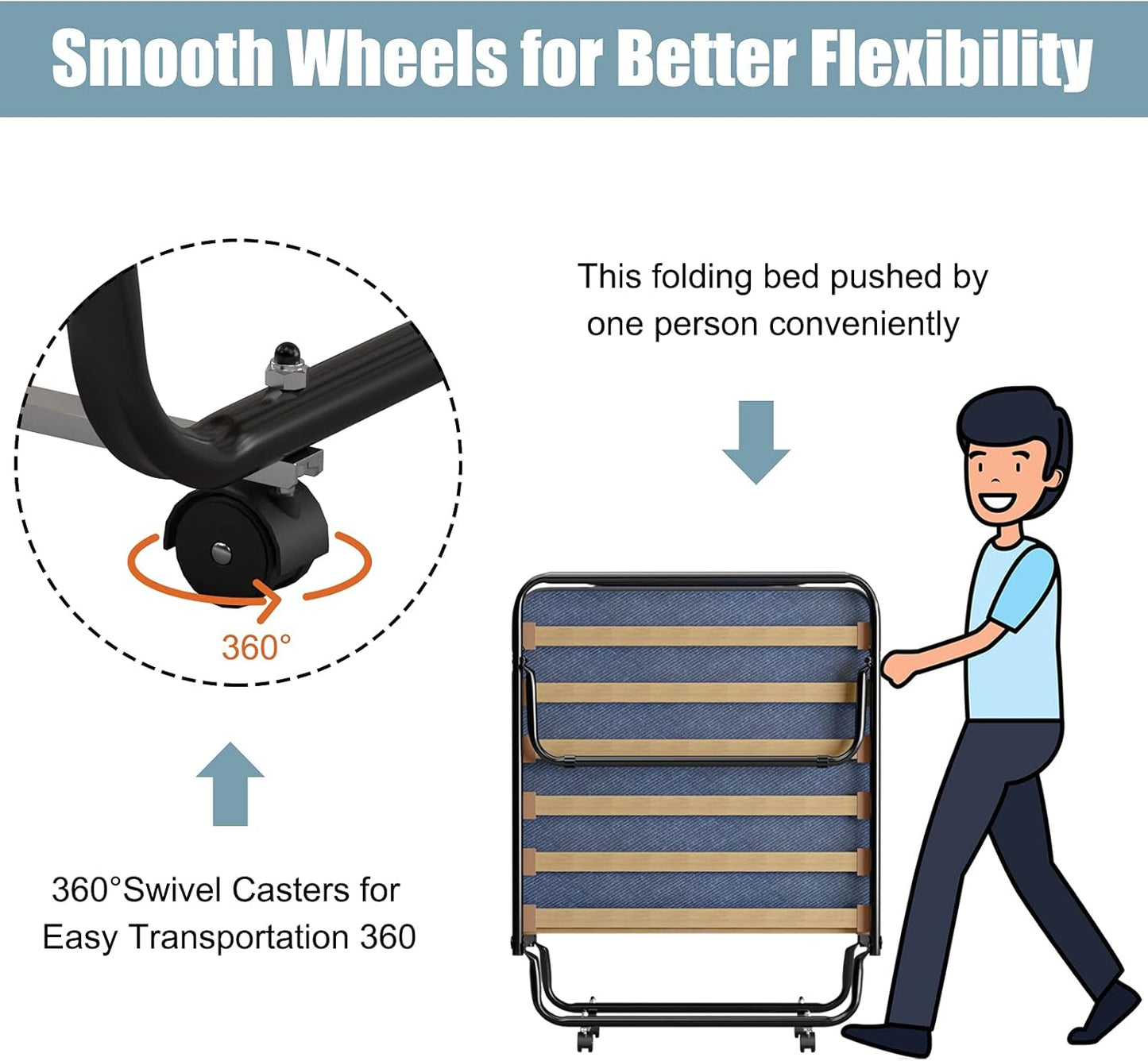 Cama plegable con colchón de 3 pulgadas para adultos, fabricada en Italia, cama