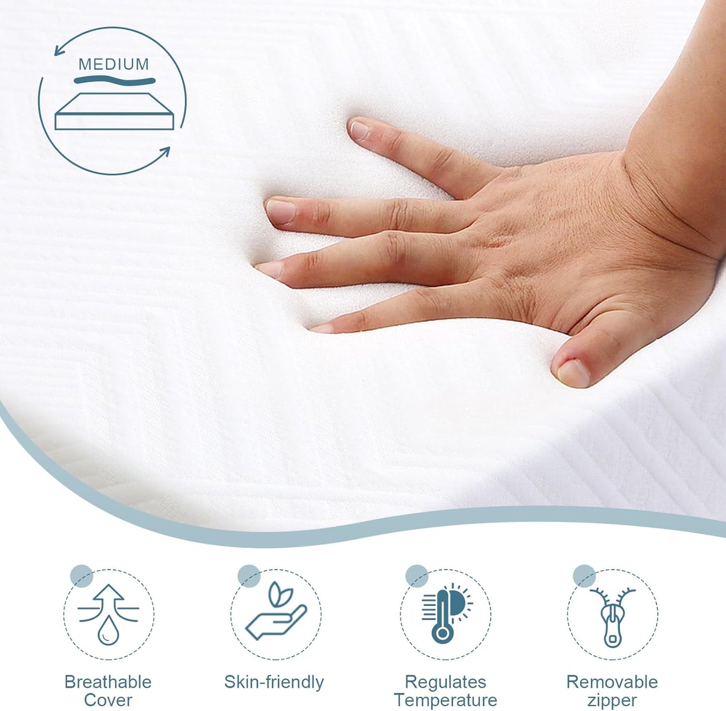 Colchón individual de espuma viscoelástica de gel refrescante de 6 pulgadas,
