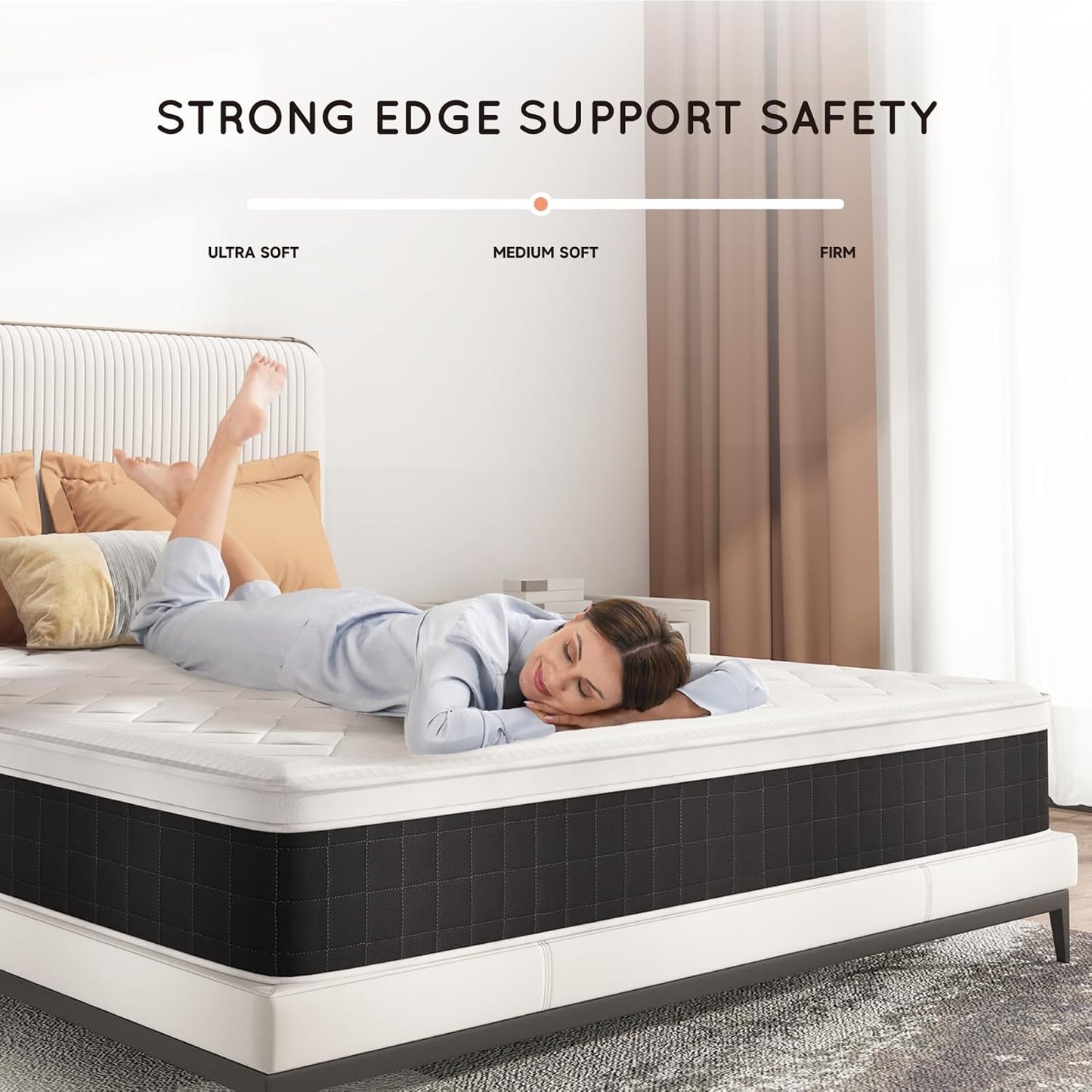 Colchón tamaño King, cama híbrida europea superior de 10 pulgadas en una caja,