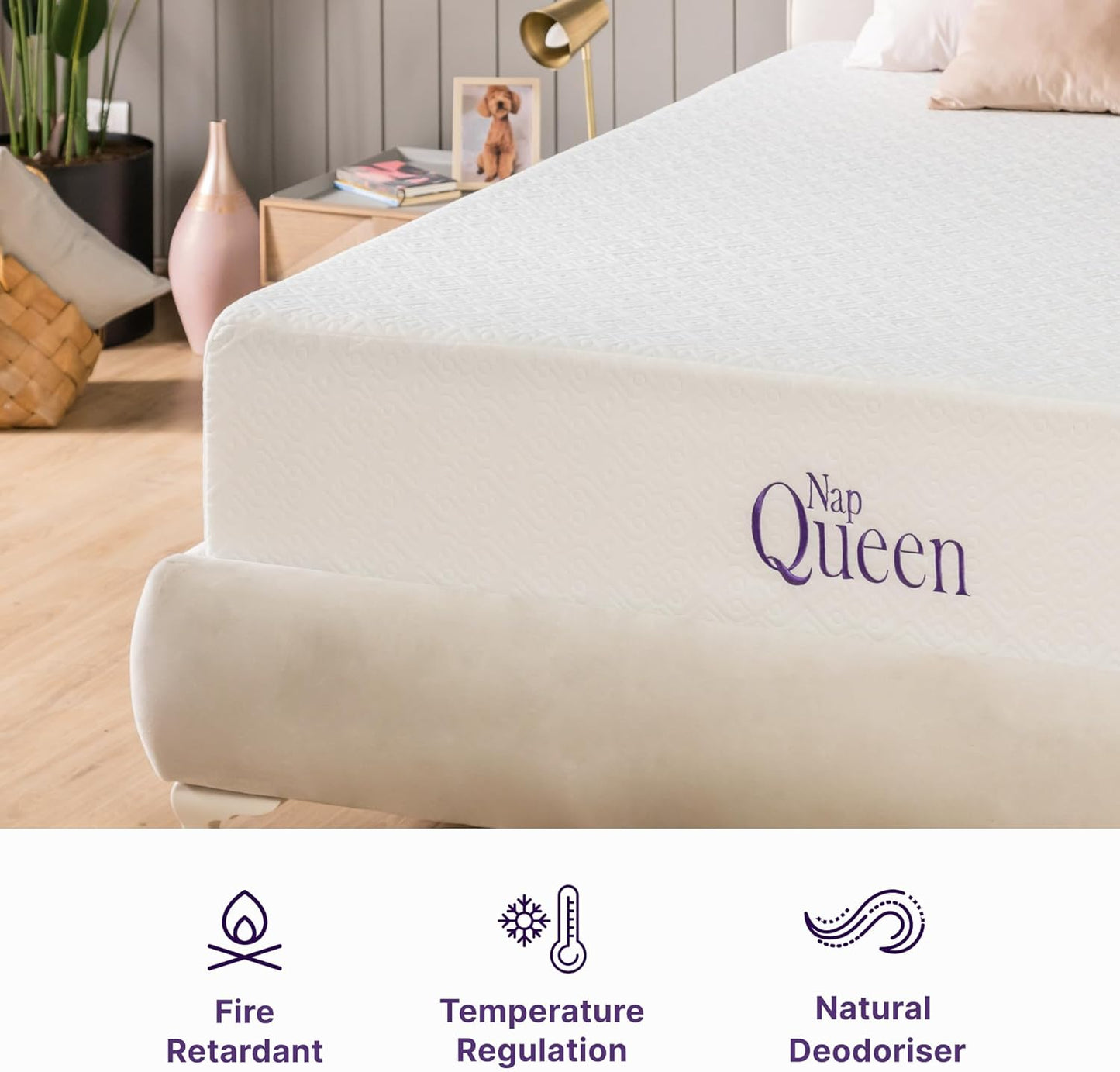 Colchón de espuma viscoelástica firme, tamaño Queen, tela de bambú, de 8
