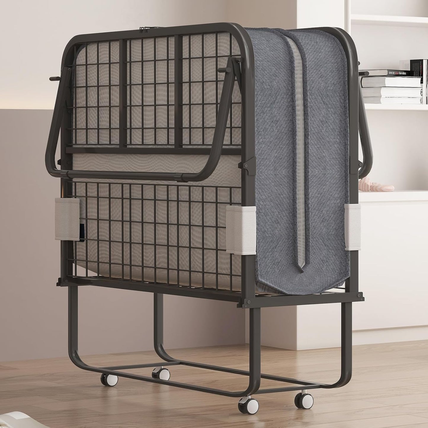 Cama plegable con colchón de espuma viscoelástica de 4 pulgadas, cama plegable