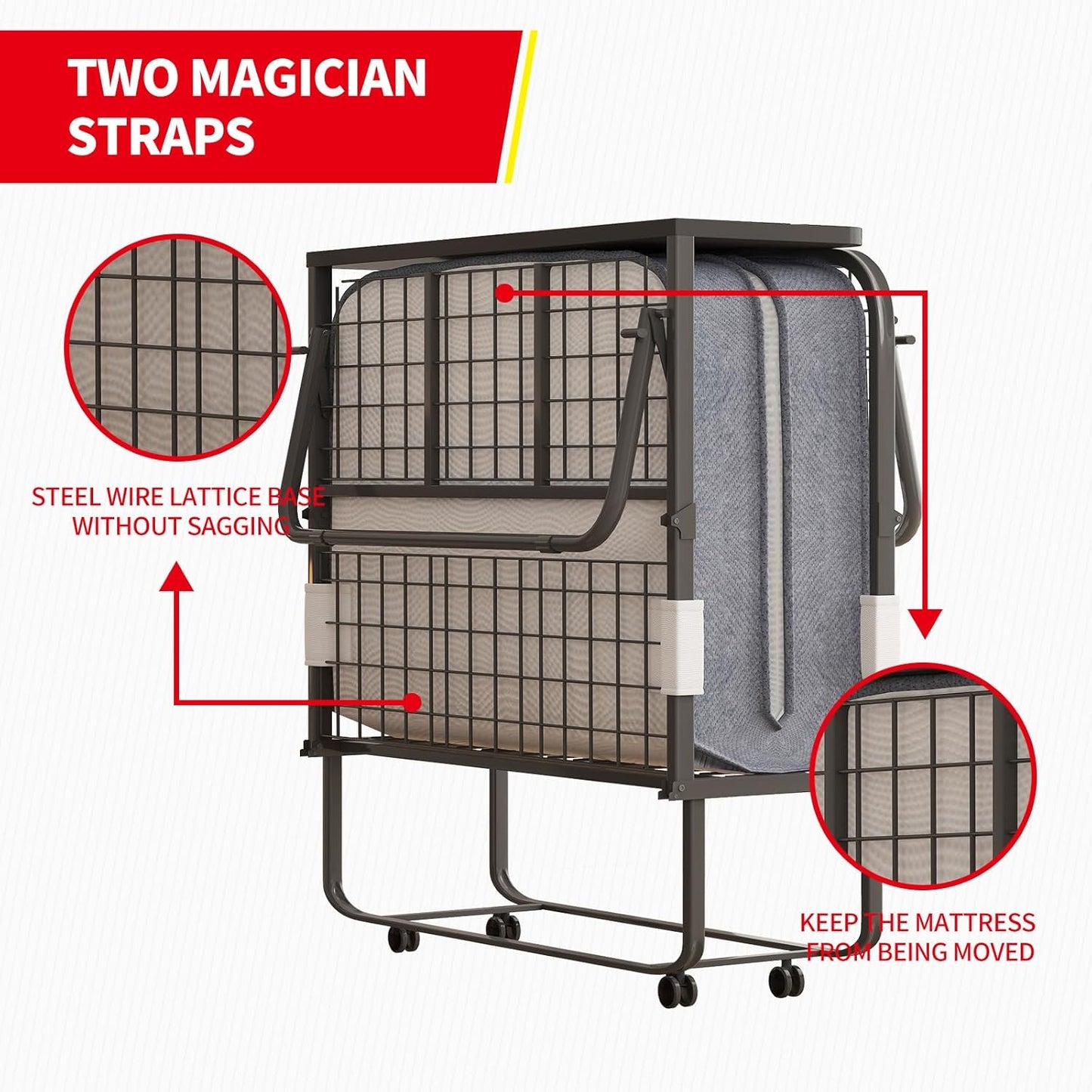 Cama plegable con colchón para adultos, cama plegable de tamaño individual con