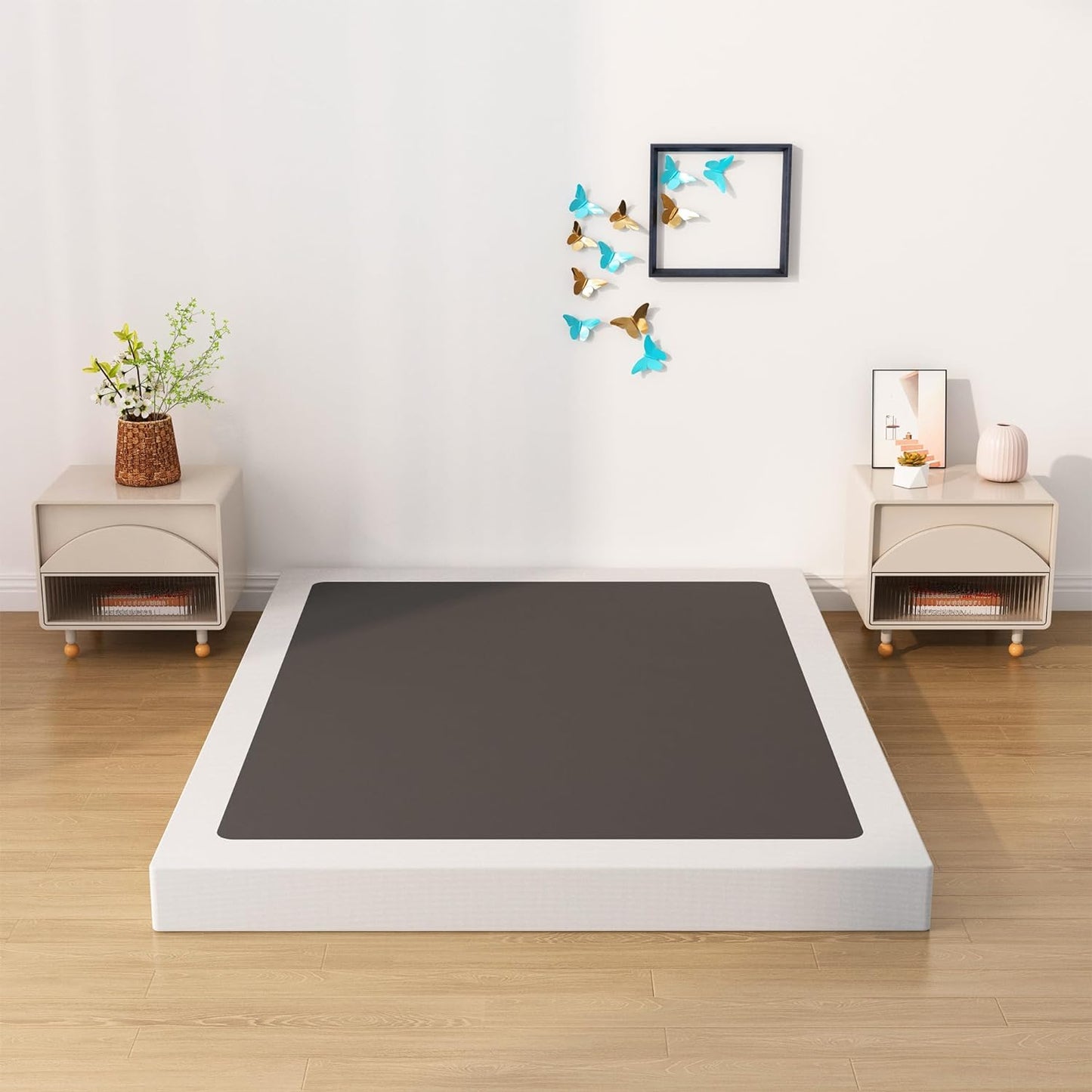 Base de cama King Box Spring de 4 pulgadas, base de colchón de metal de perfil