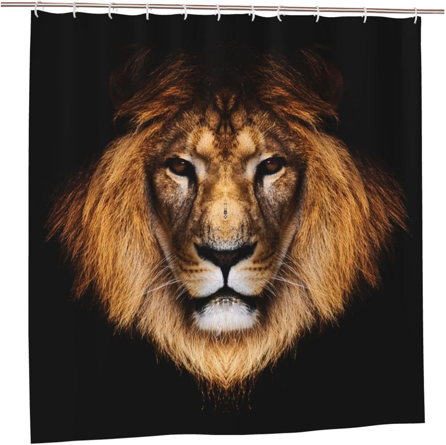 Cool Brown Lion Head Plastic Shower Curtain Liner 72x72in Extra Long Shower