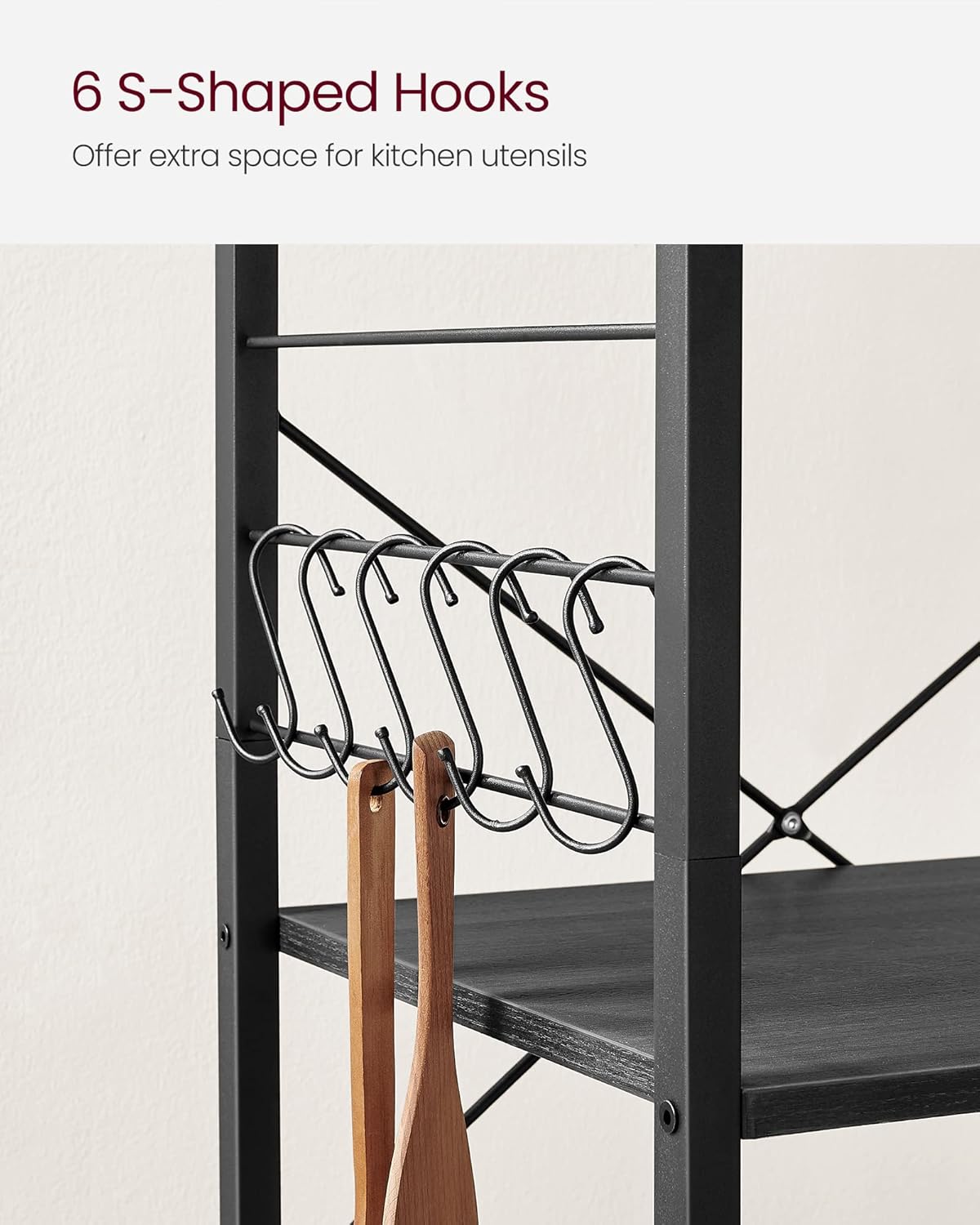 VASAGLE Estante de cocina con ruedas, carrito de servicio con 3 estantes,