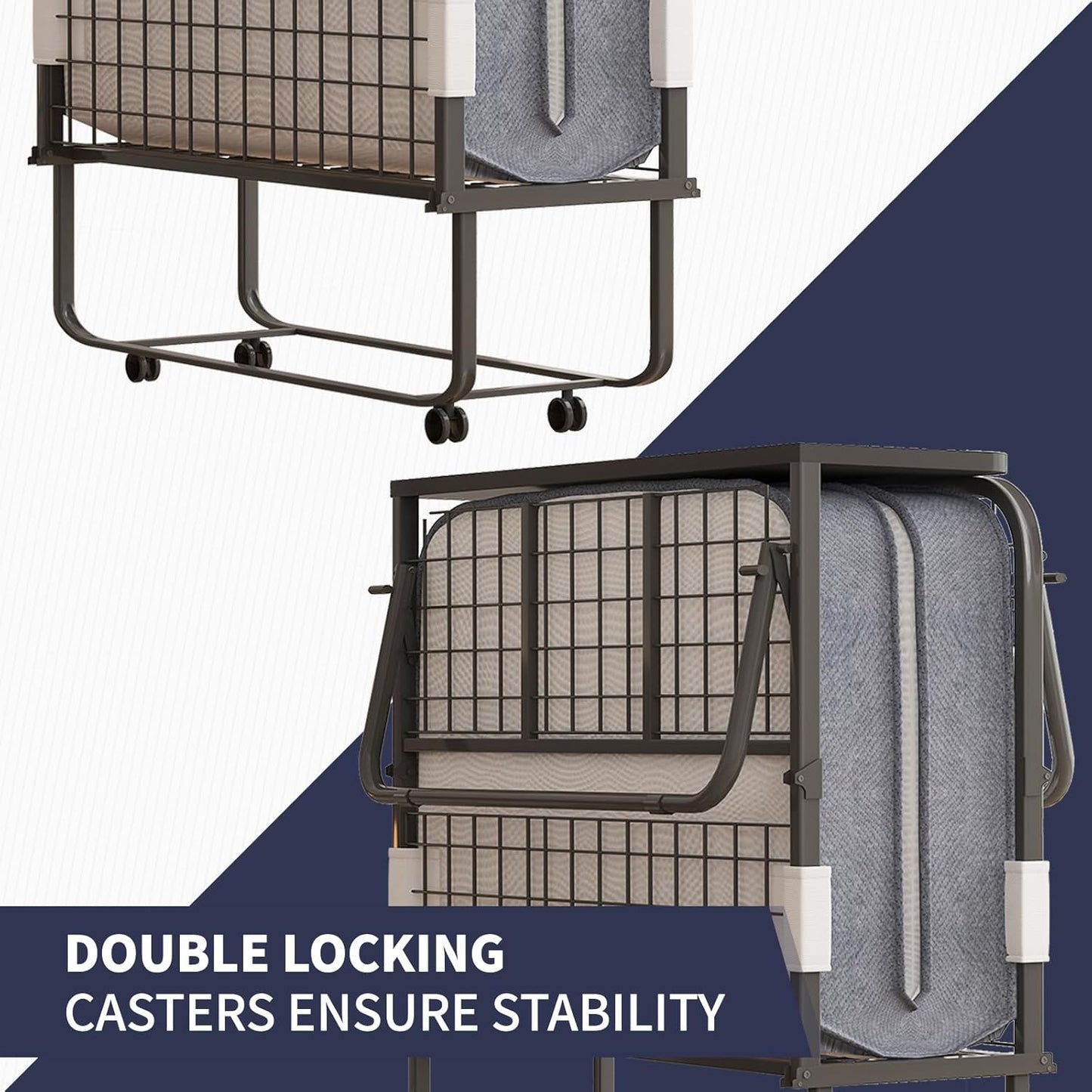 Cama plegable, cama plegable de 75 x 31 pulgadas con colchón de 5 pulgadas de