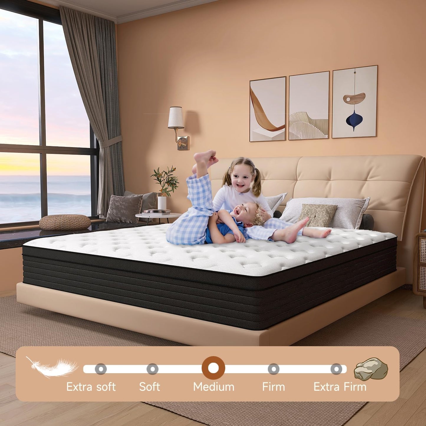 Colchón Queen, resortes individuales de 10 pulgadas con espuma viscoelástica de