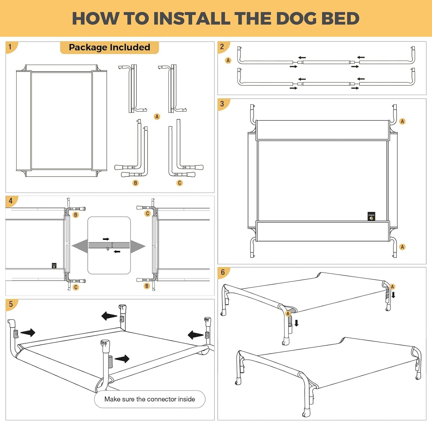 CWC2204 Cama elevada para perros grandes, cama elevada para mascotas con