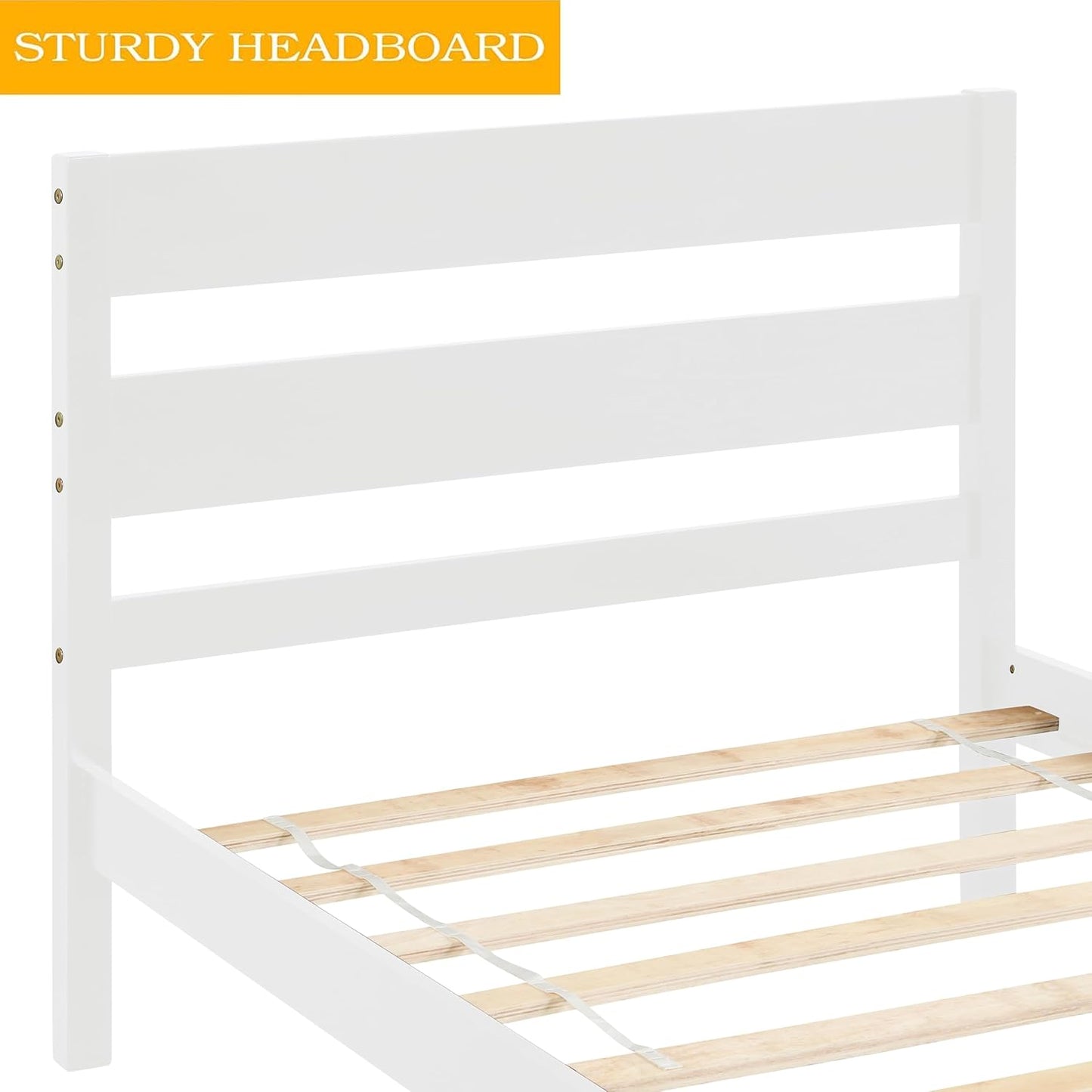 Base de cama individual de madera con cabecero y estribo, base de colchón de