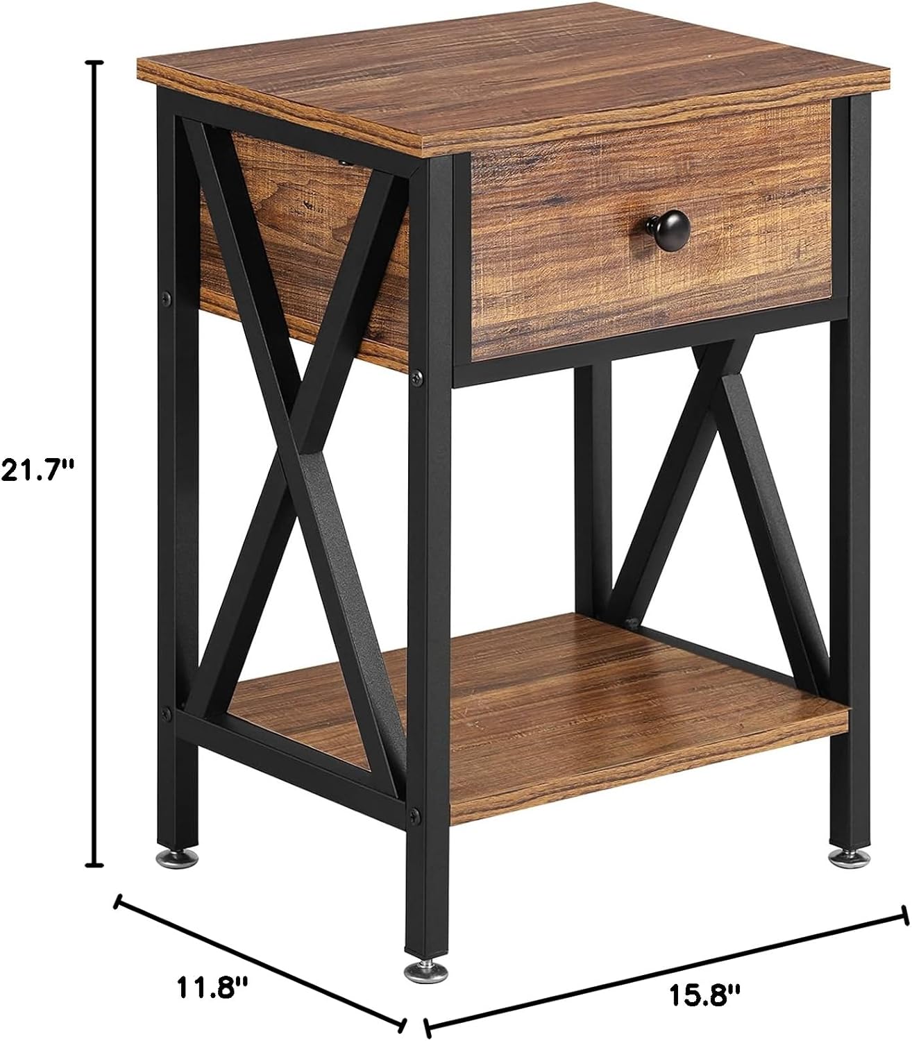 Mesita de noche, moderna mesita de noche, mesita de noche con cajón y estante