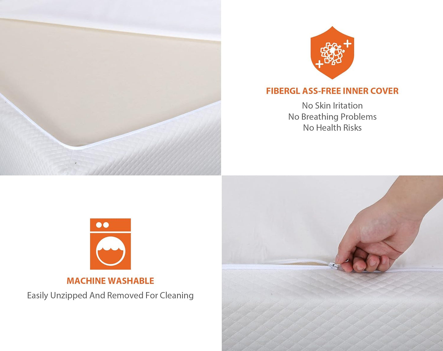 Colchón de tamaño matrimonial de 6 pulgadas con funda, colchón de espuma