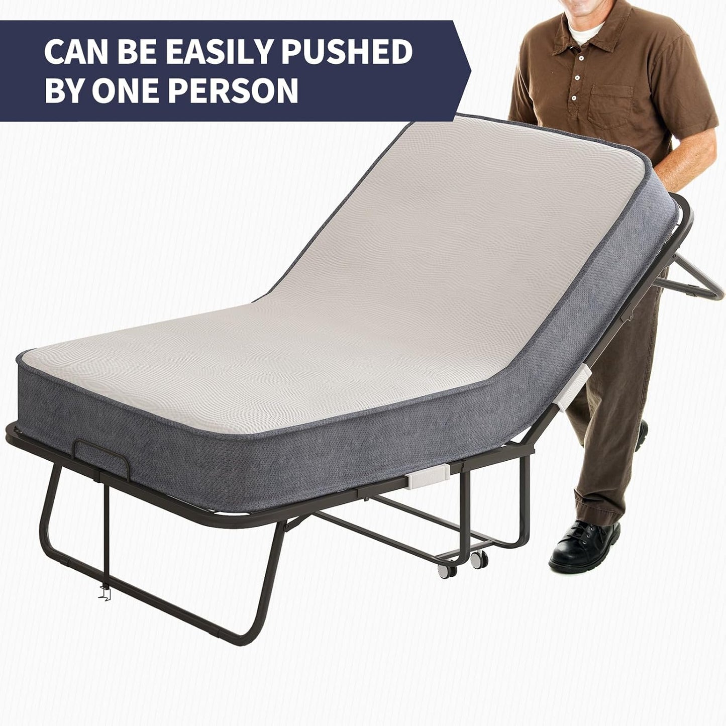 ZAFLY Cama plegable con colchón de esponja viscoelástica de 4 pulgadas, cama