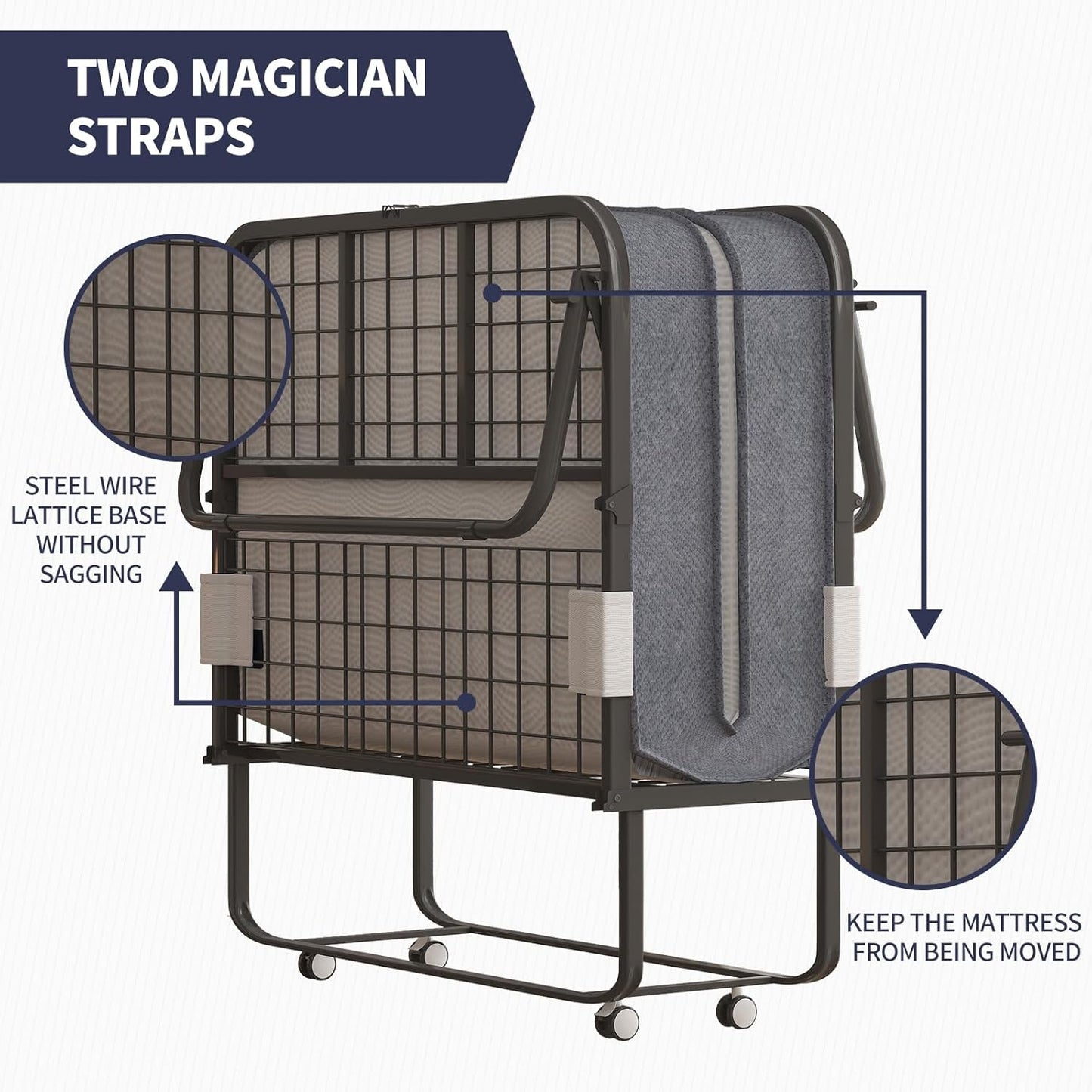 ZAFLY Cama plegable con colchón de esponja viscoelástica de 4 pulgadas, cama