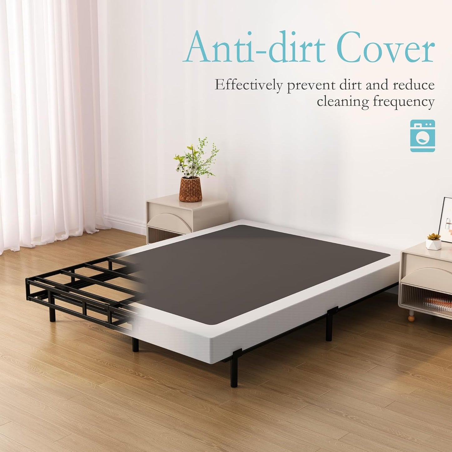 Base de cama California King de 7 pulgadas, base de colchón de metal de perfil