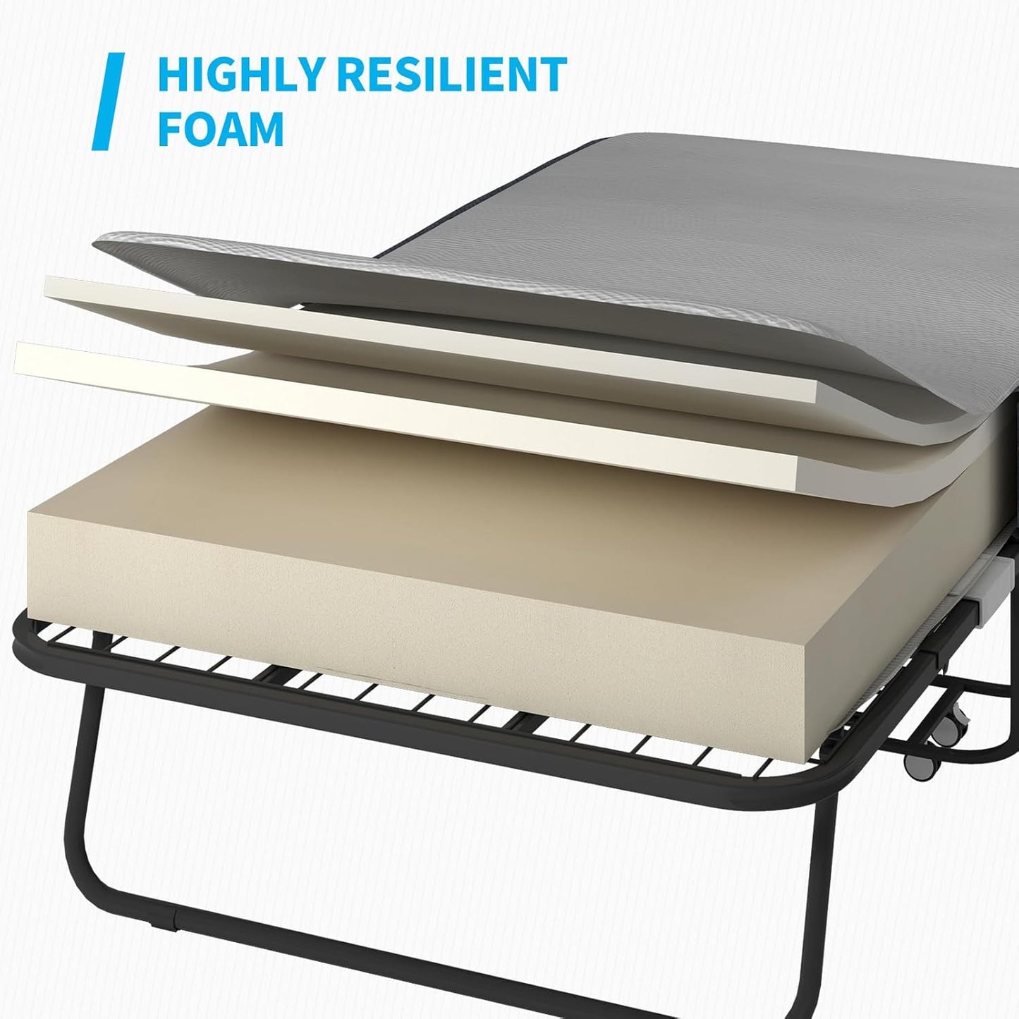 Cama plegable con colchón de espuma viscoelástica de 4 pulgadas, cama plegable