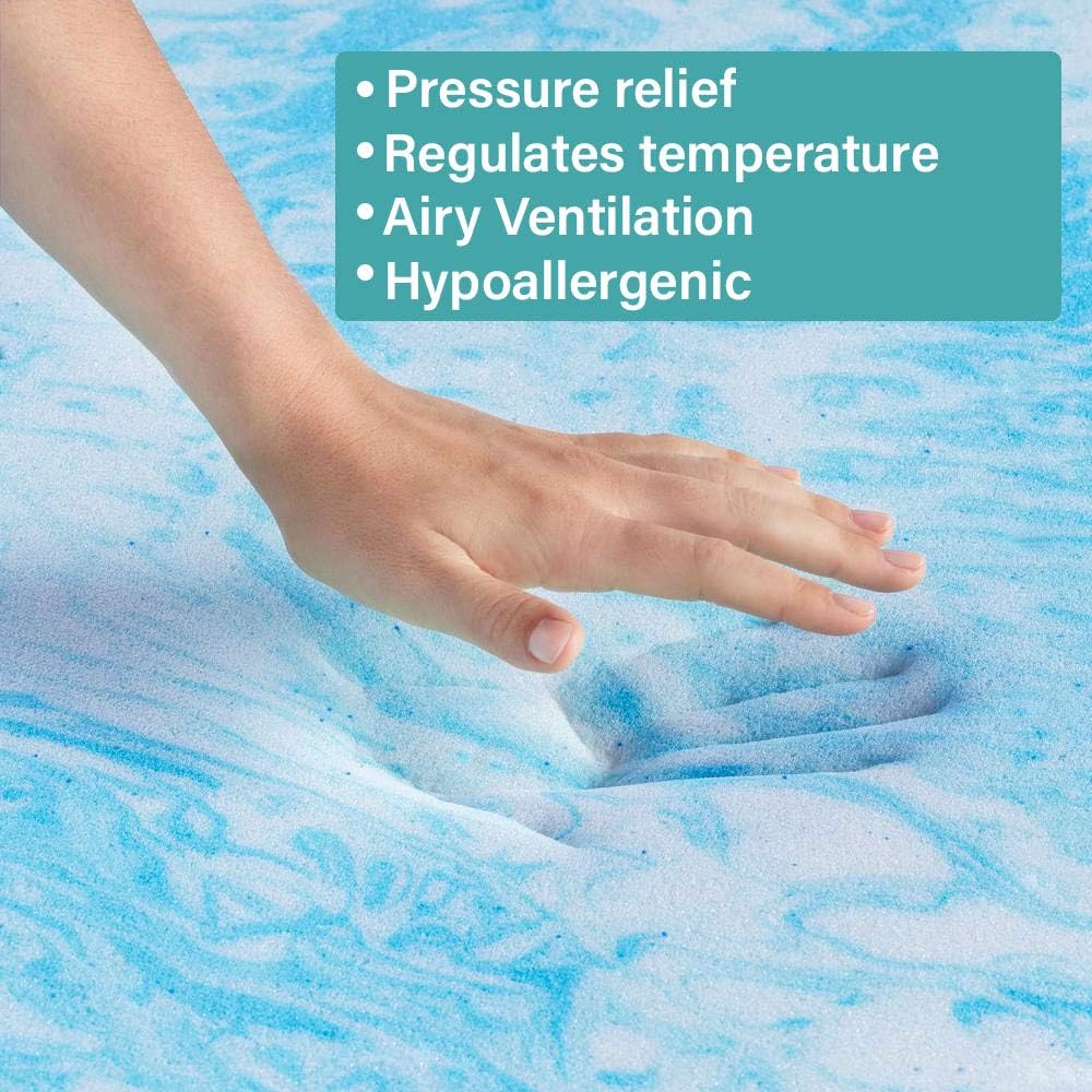 Foamma Colchón de espuma viscoelástica de gel de 3 pulgadas para cama plegable,