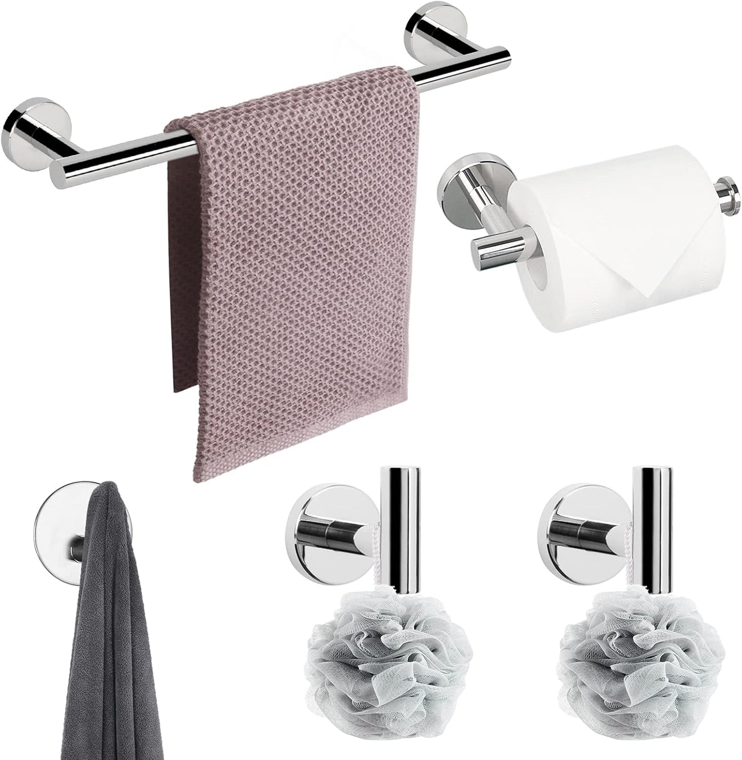Juego de 5 piezas de accesorios de baño SUS 304 de acero inoxidable grueso,