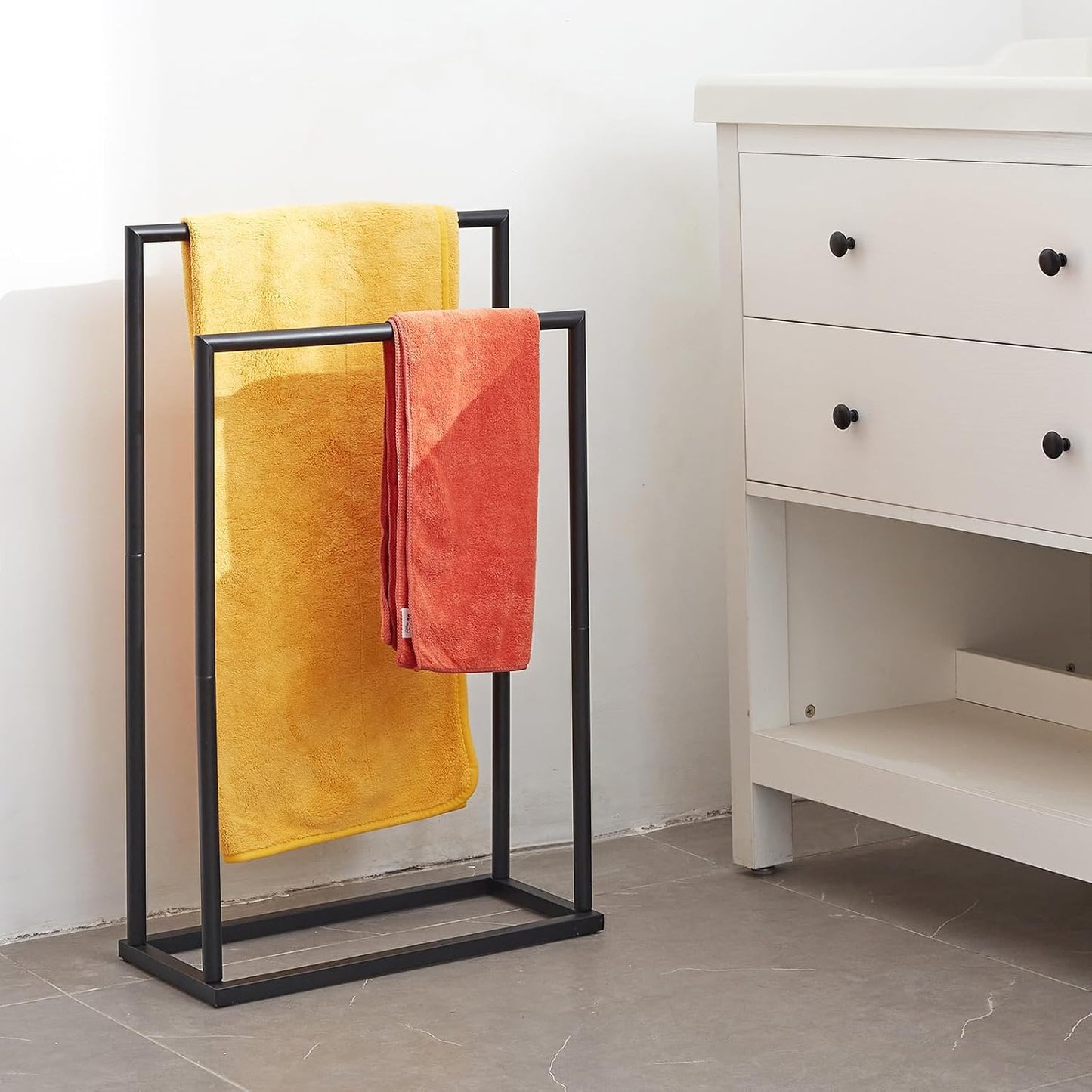 Toalleros para baño, 2 niveles de acero inoxidable para toalla de baño, estante