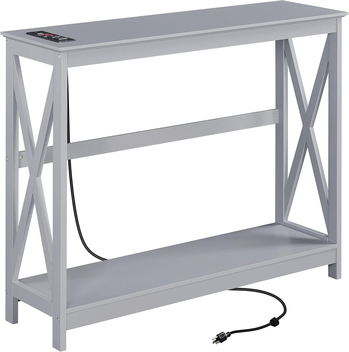Topeakmart Mesa consola con tomas de corriente y puertos USB, mesa de sofá