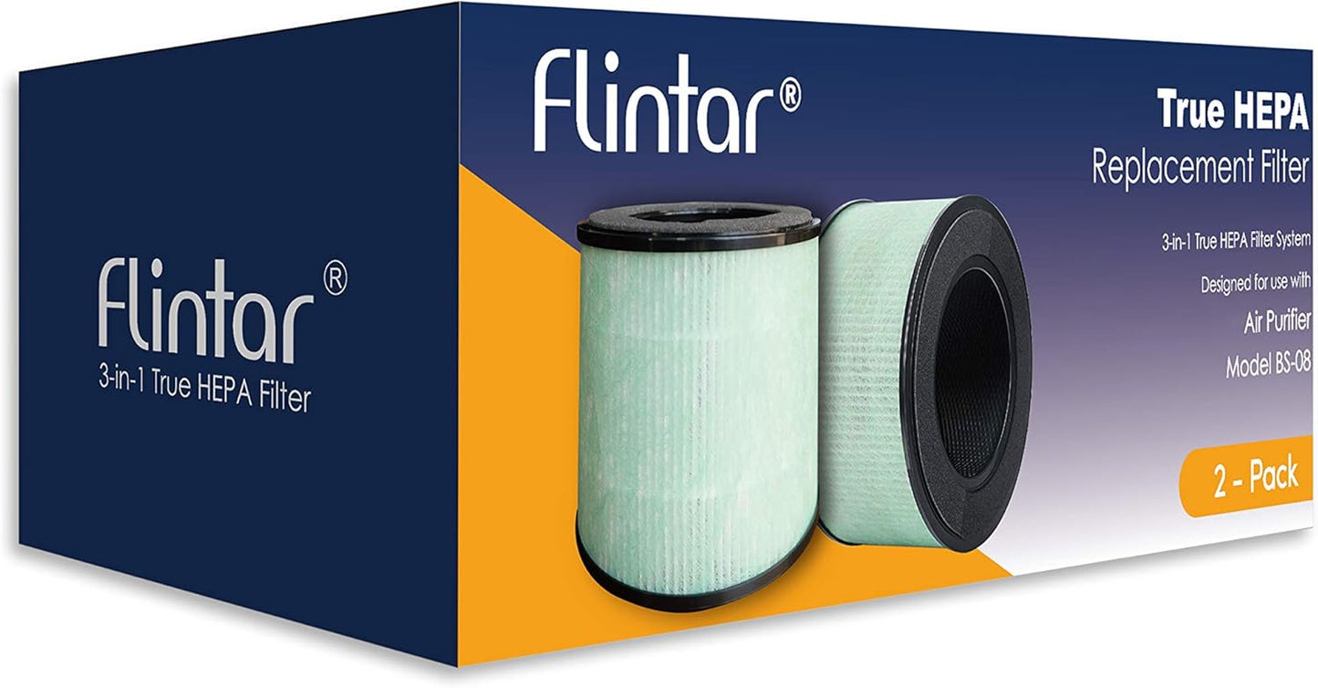 BS-08 H13 Filtro de repuesto True HEPA mejorado, compatible con purificador de
