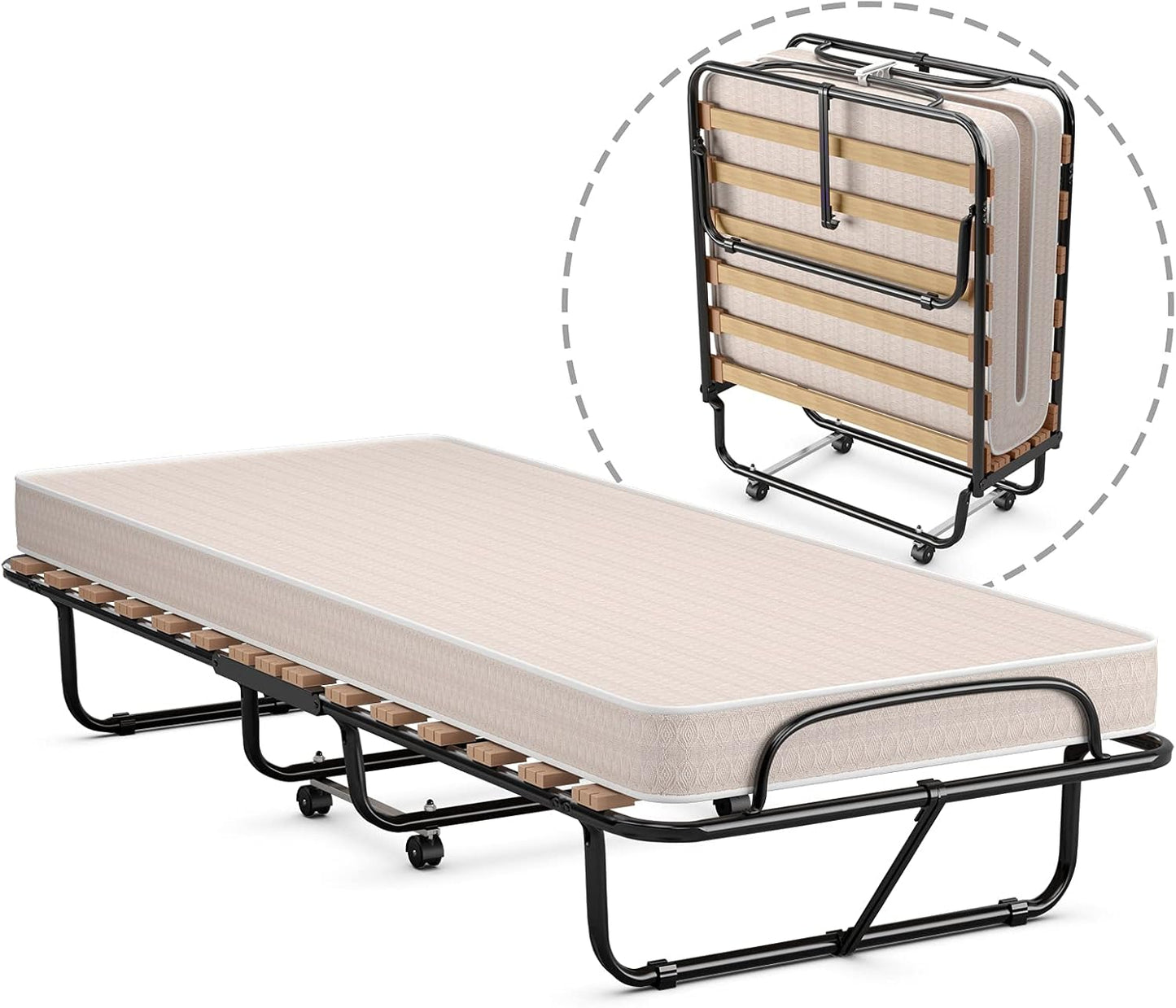 Camas plegables con colchón de espuma viscoelástica, cama plegable tamaño cuna