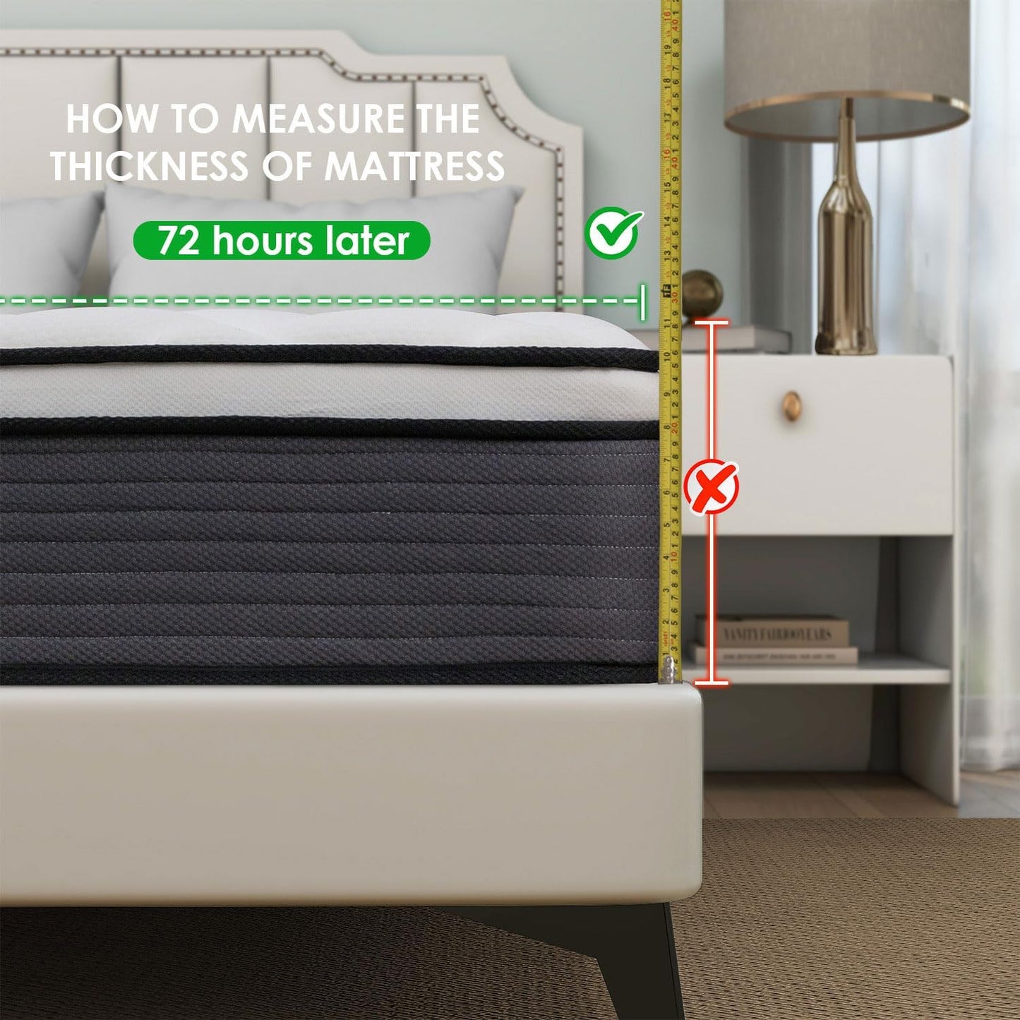 Colchón de tamaño individual, colchón híbrido de 12 pulgadas para niños, cama