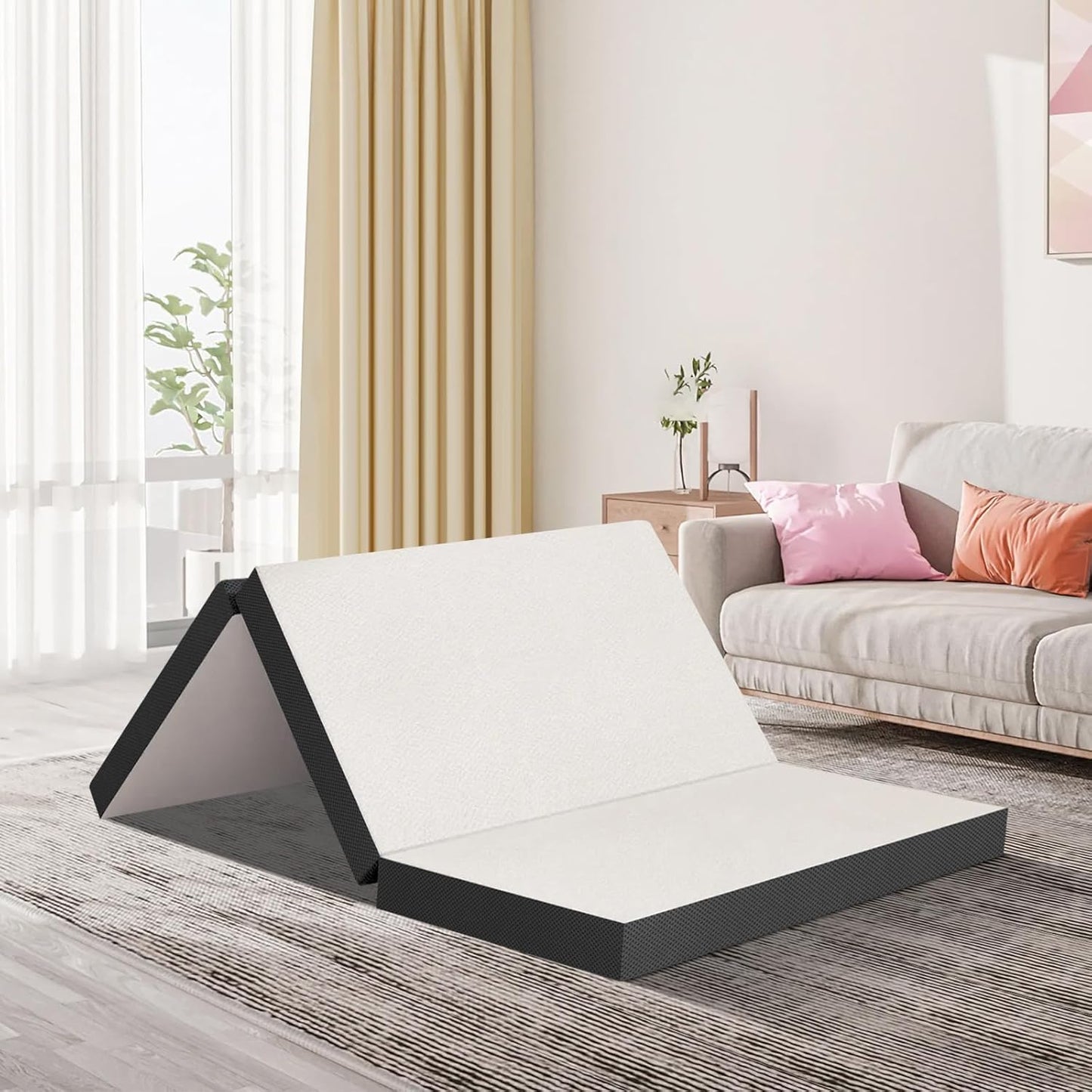 Colchón de espuma viscoelástica plegable de 4 pulgadas, portátil, plegable, de