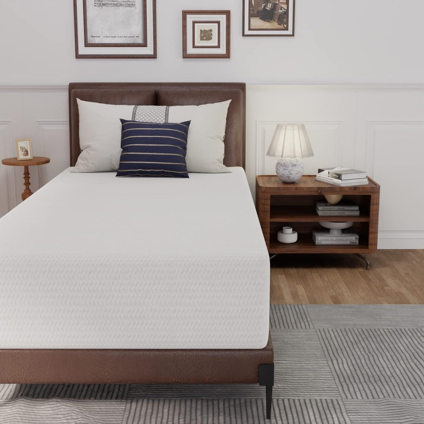 Bed-in-a-Box Colchón de espuma viscoelástica de té verde de 12 pulgadas,
