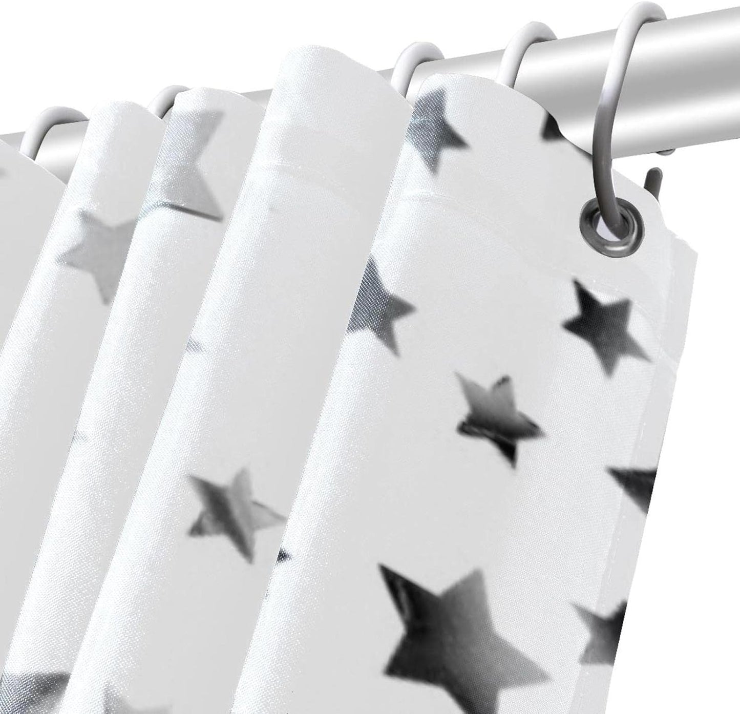Cortina de ducha con estrellas grises, impermeable, lavable, juego de cortinas