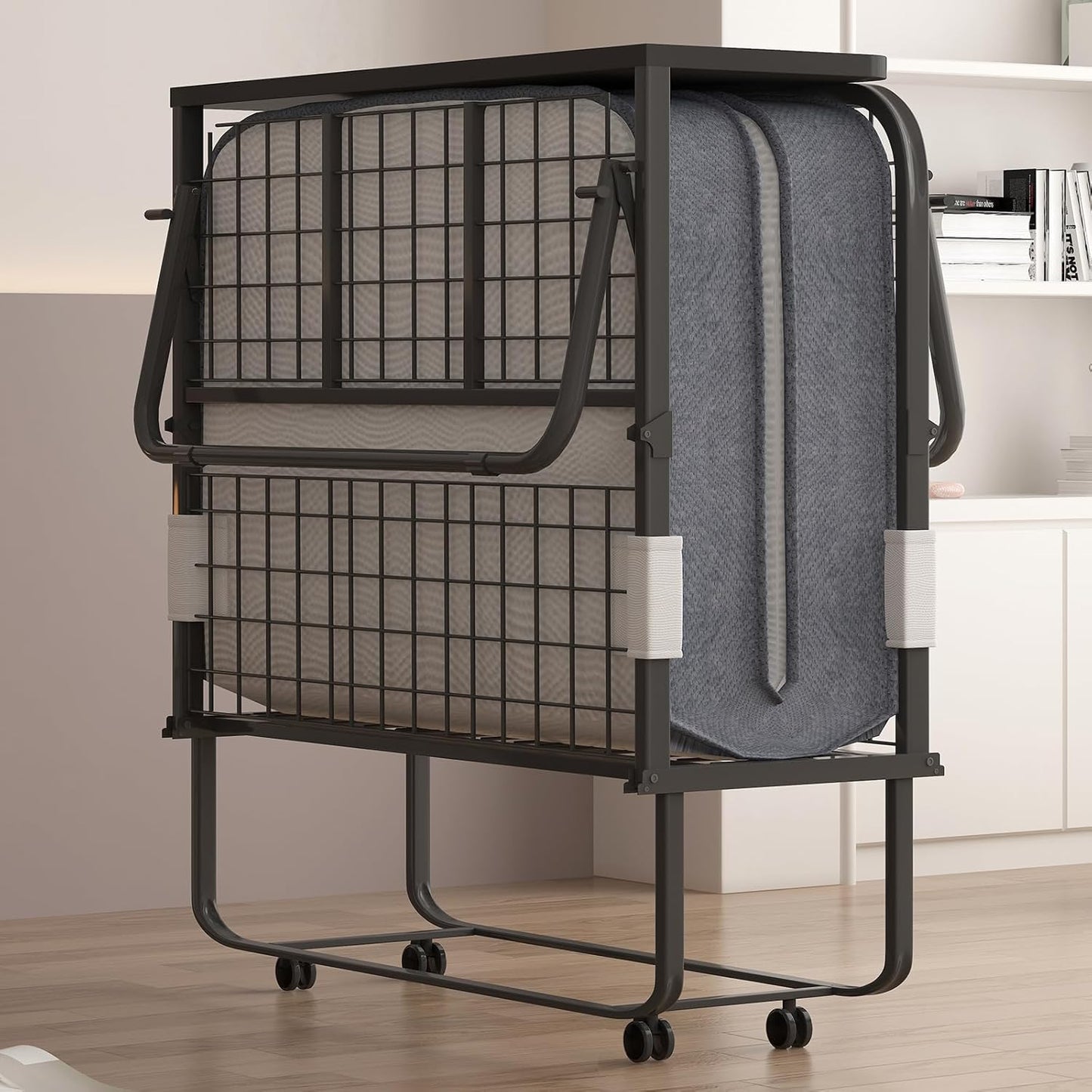 Cama plegable con colchón de espuma viscoelástica de 5 pulgadas, cama plegable