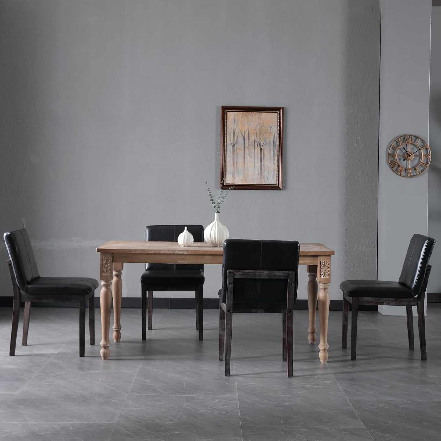 Sillas Parsons de comedor de madera con respaldo rectangular, estilo moderno de